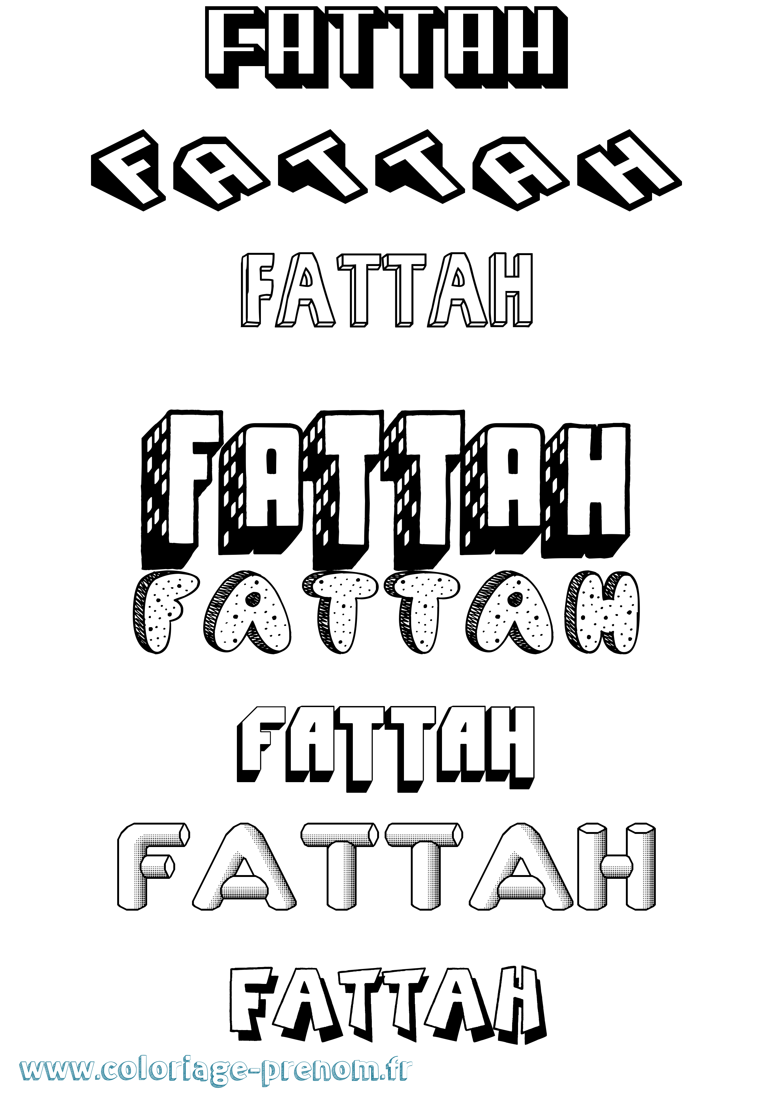 Coloriage Fattah Effet 3D Coloriage prénom Fattah Effet 3D