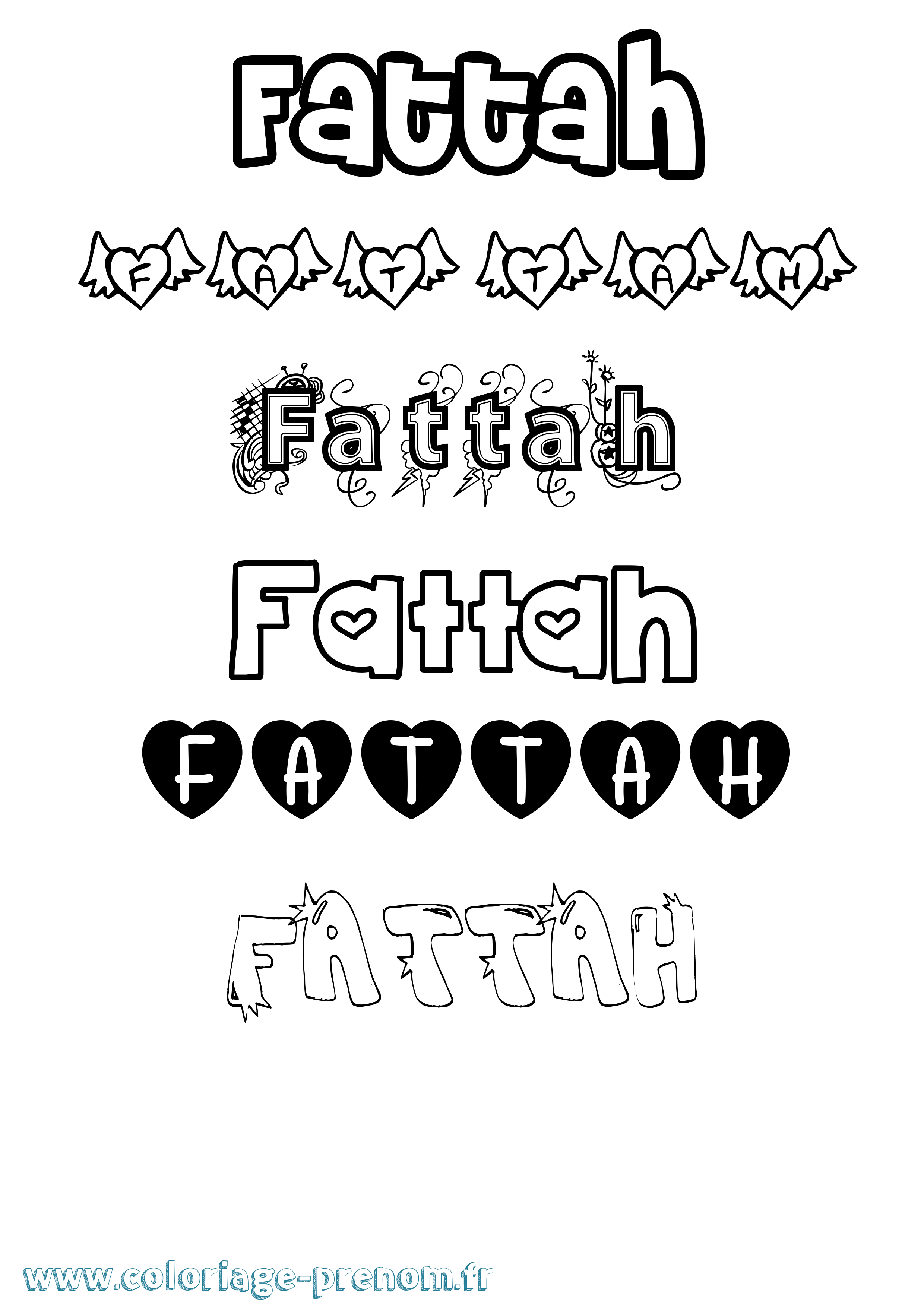Coloriage Fattah Girly Coloriage prénom Fattah Girly