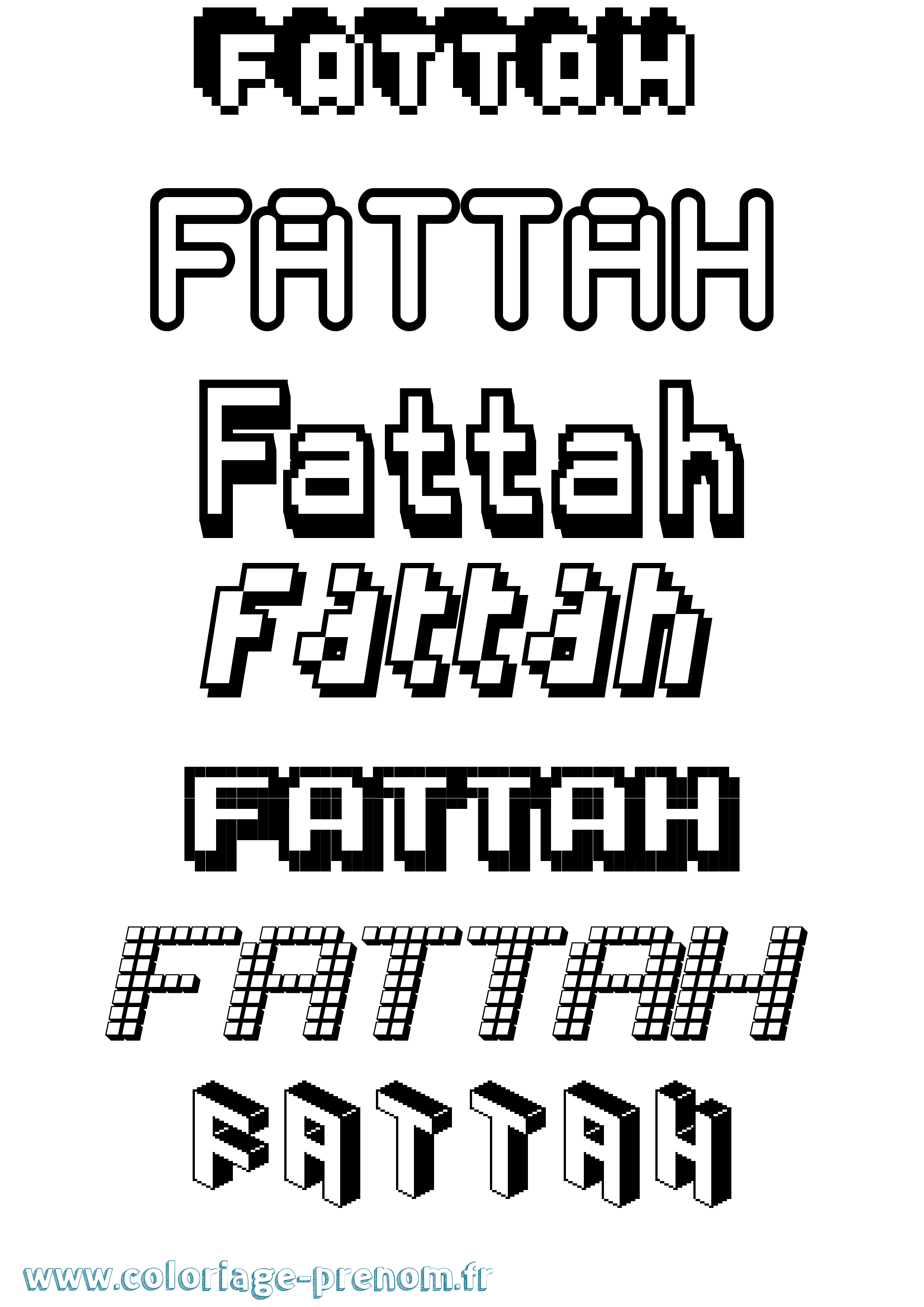 Coloriage Fattah Pixel Coloriage prénom Fattah Pixel