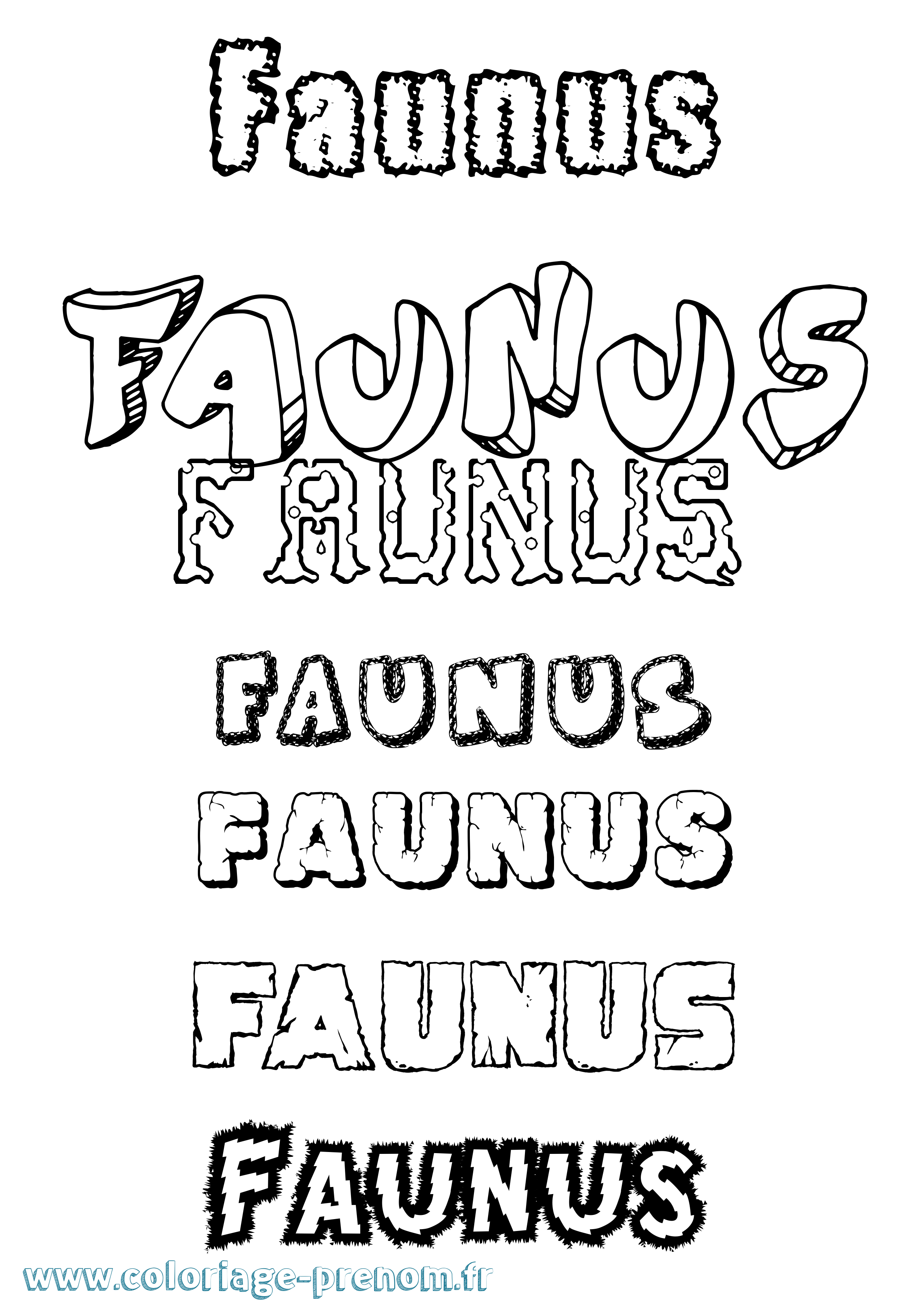 Coloriage Faunus Destructuré Coloriage prénom Faunus Destructuré