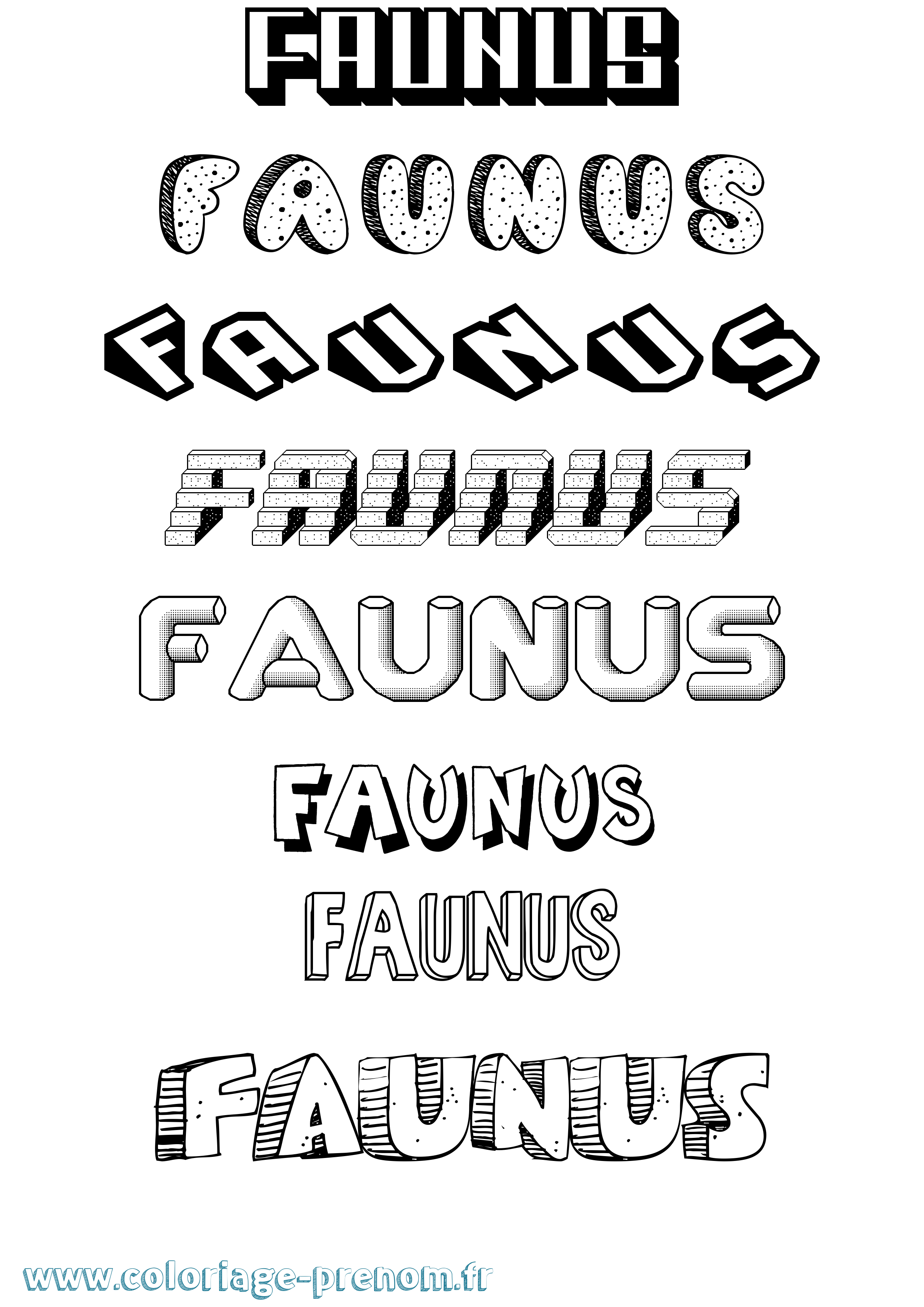 Coloriage prénom Faunus Effet 3D