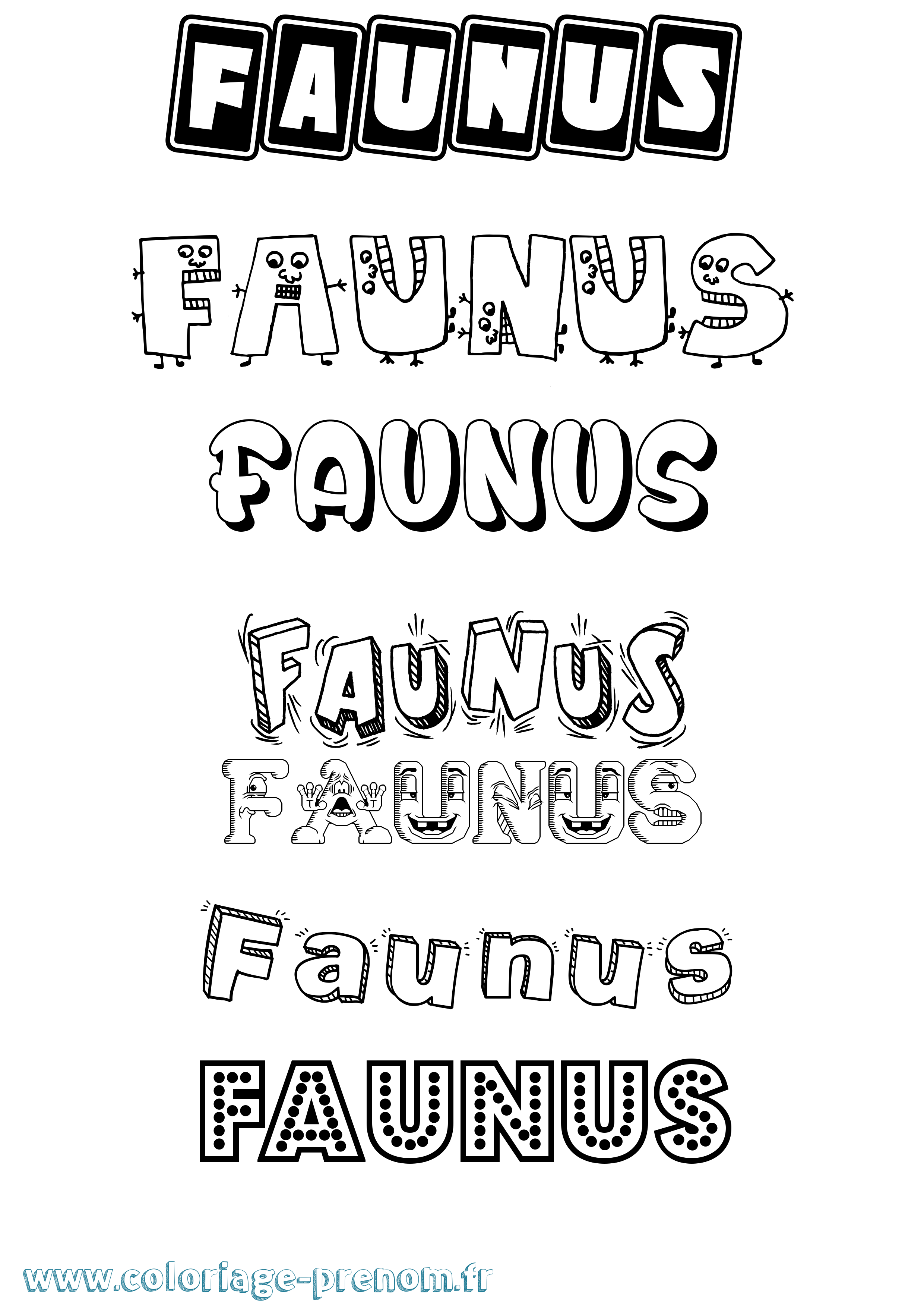 Coloriage prénom Faunus Fun