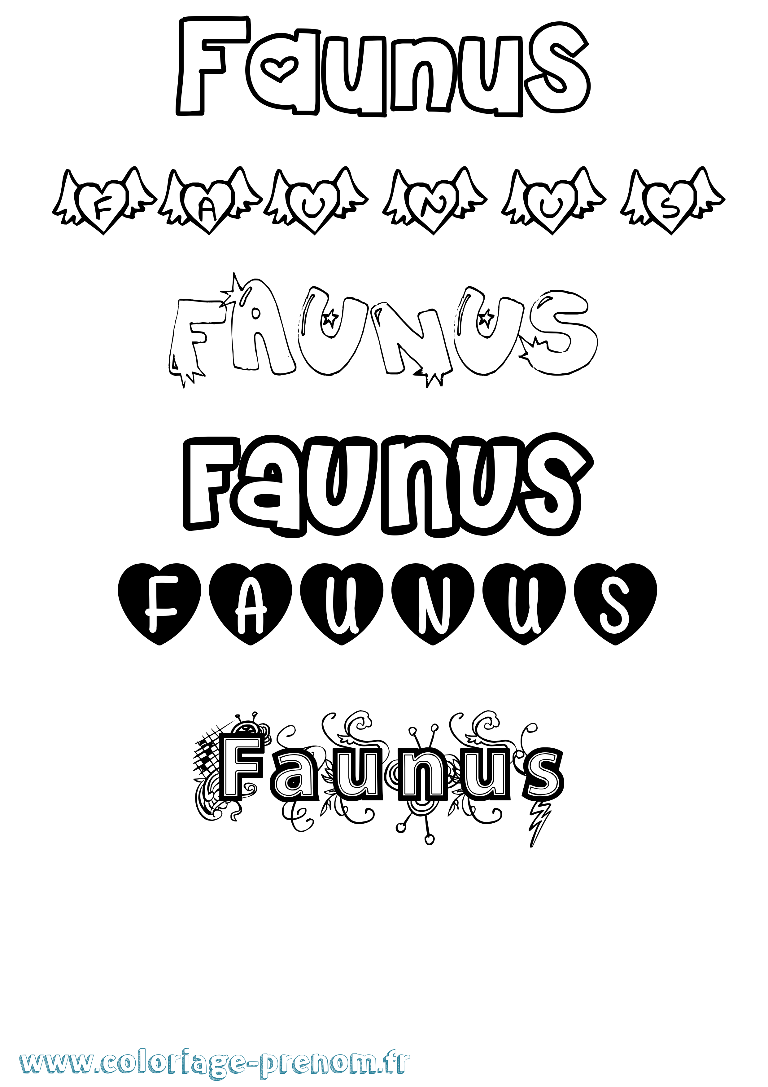 Coloriage Faunus Girly Coloriage prénom Faunus Girly
