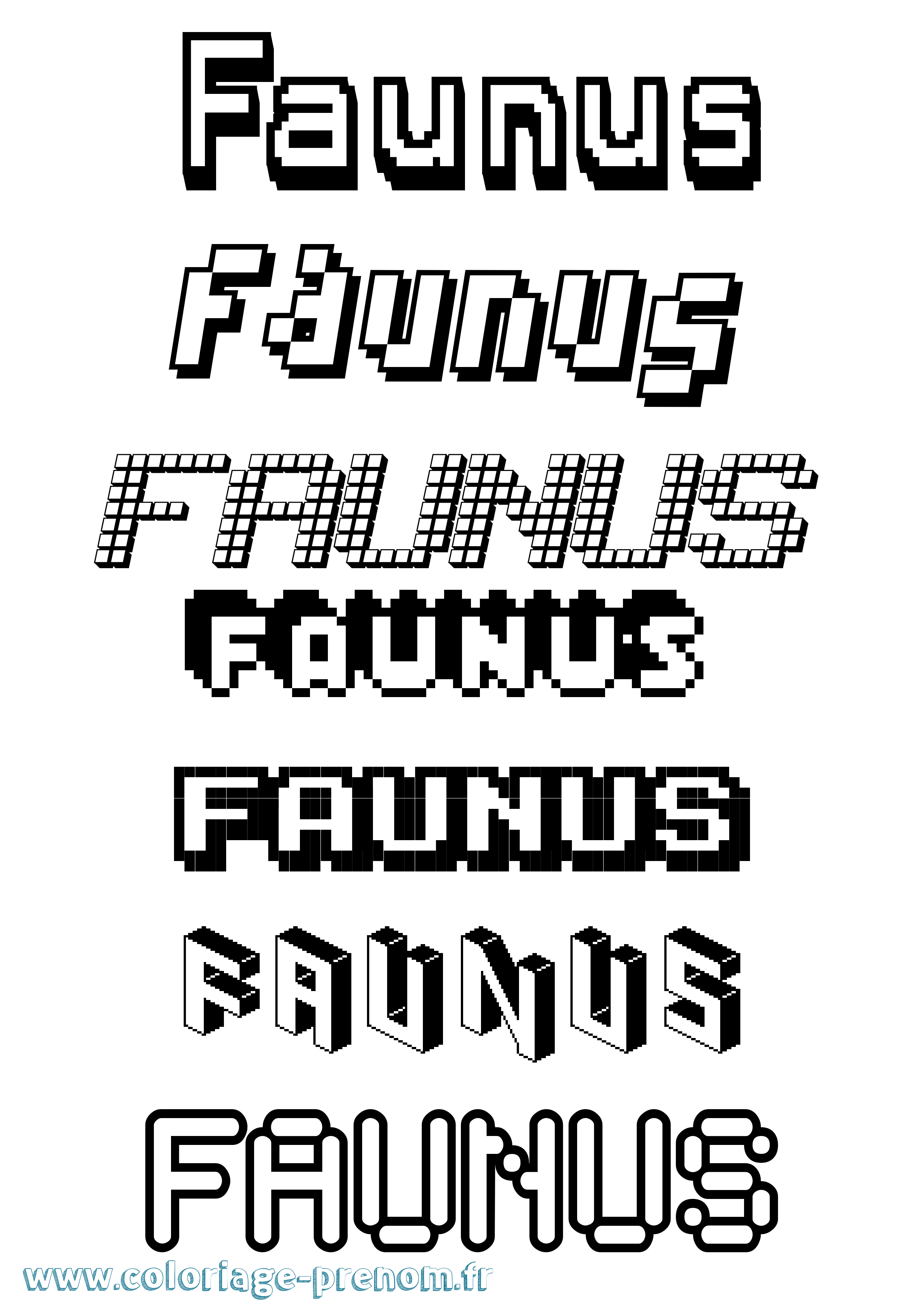 Coloriage Faunus Pixel Coloriage prénom Faunus Pixel