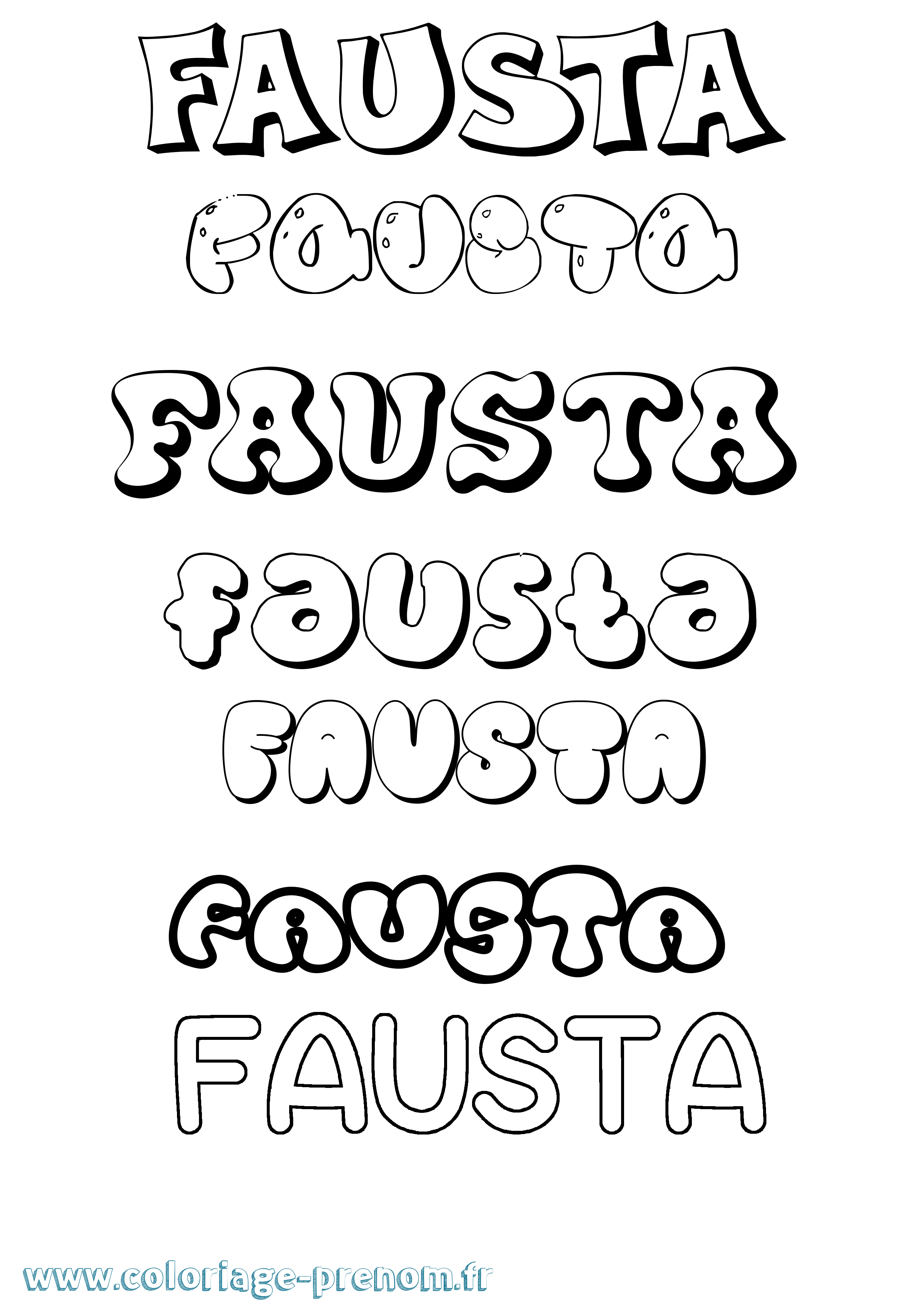 Coloriage prénom Fausta Bubble
