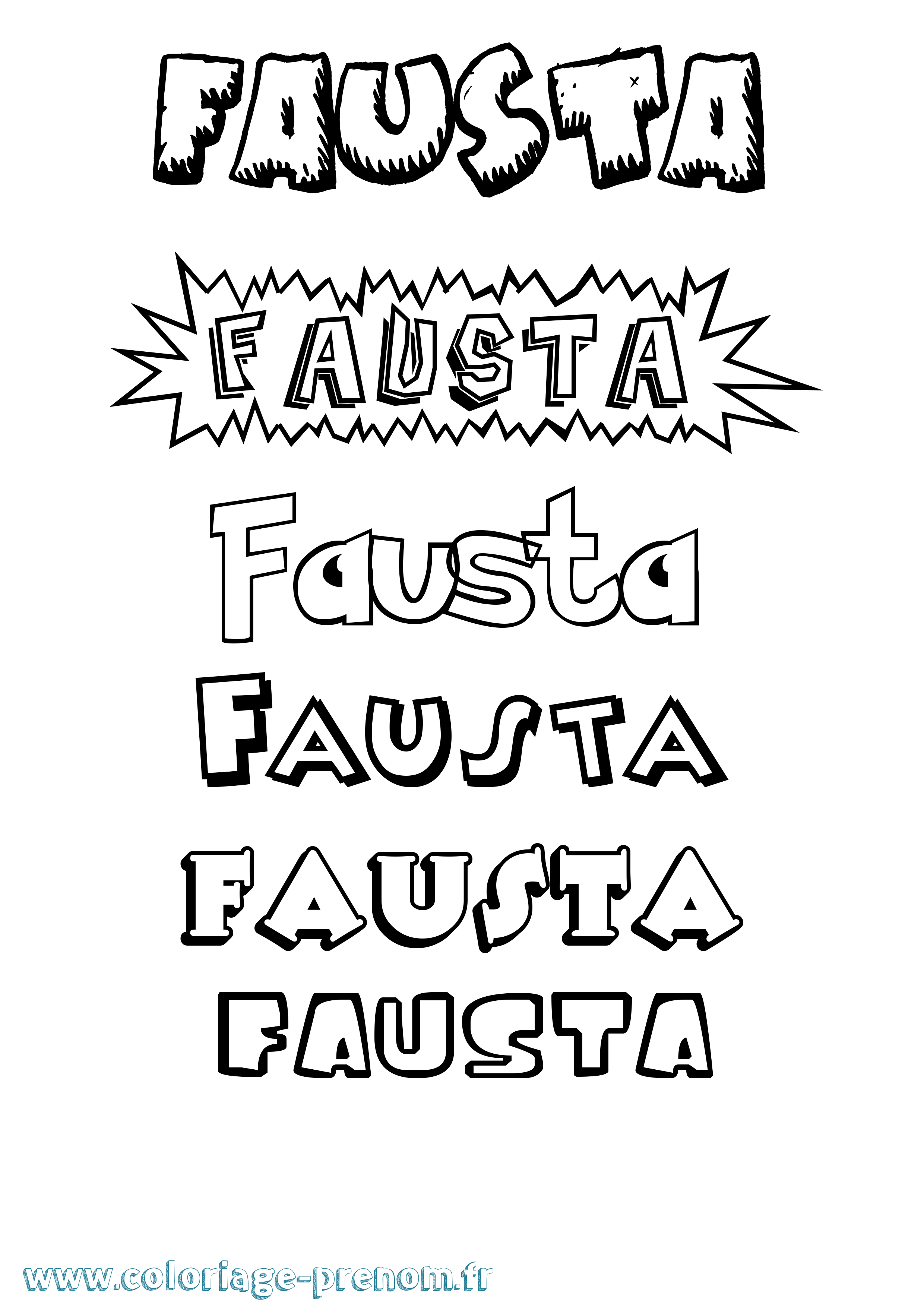 Coloriage prénom Fausta Dessin Animé
