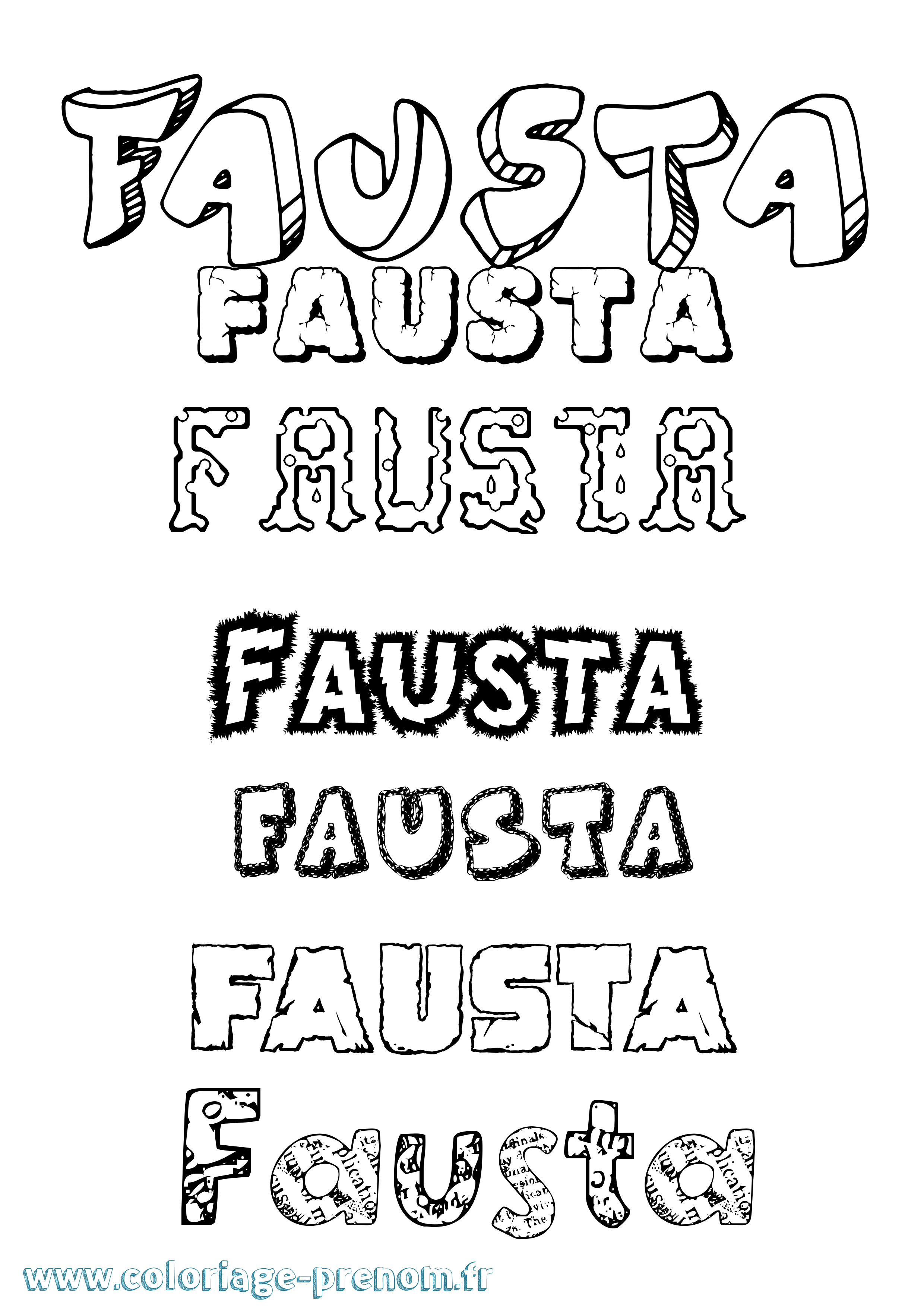 Coloriage prénom Fausta Destructuré