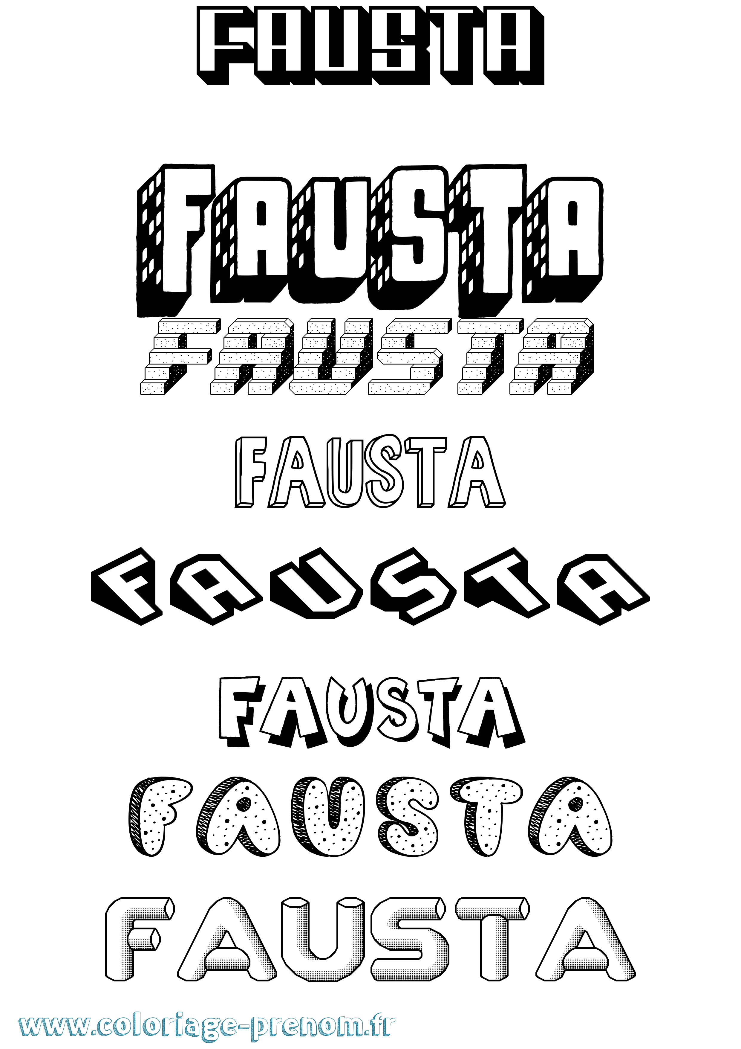 Coloriage prénom Fausta Effet 3D