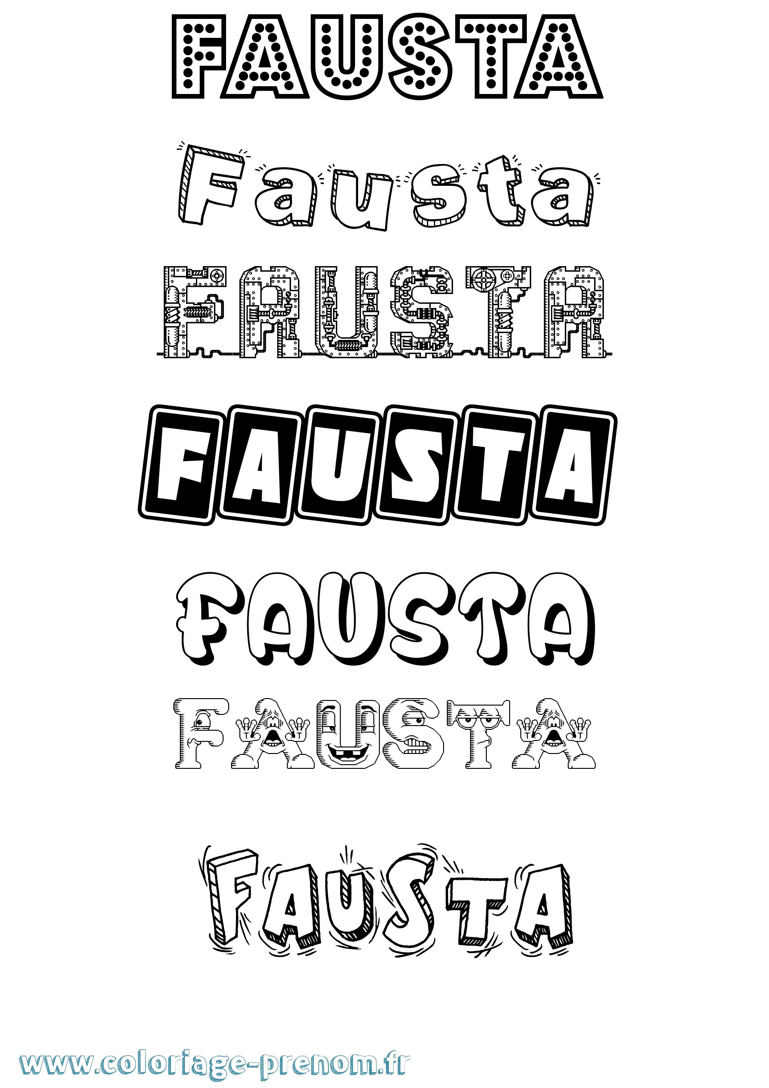 Coloriage prénom Fausta Fun
