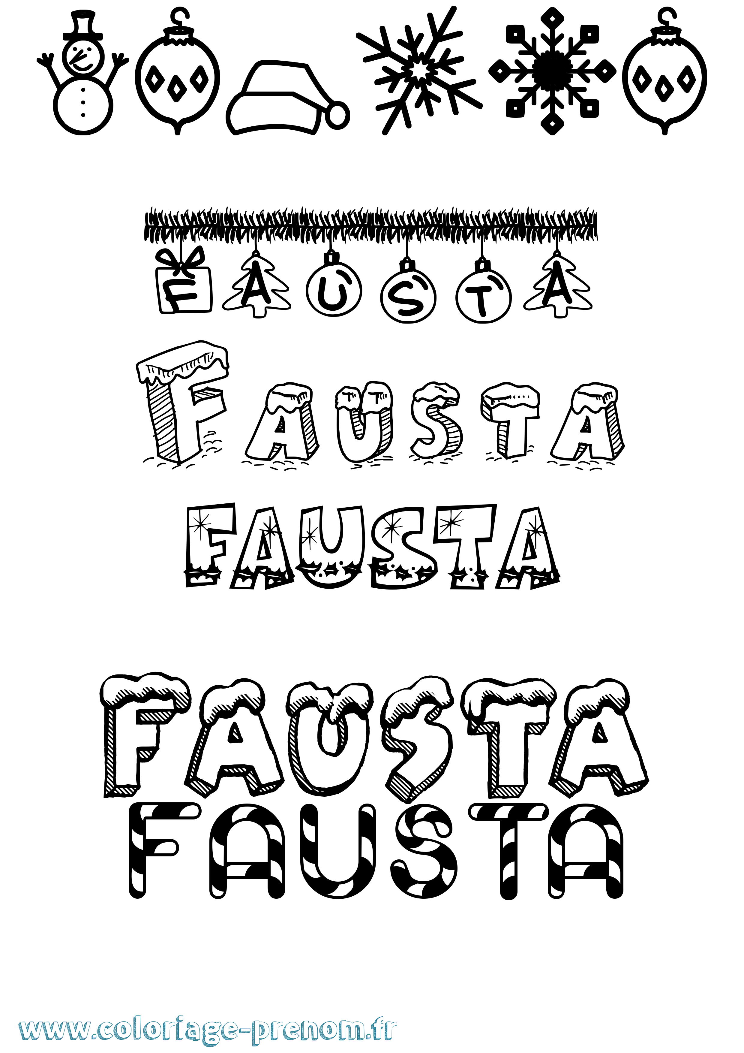 Coloriage prénom Fausta Noël