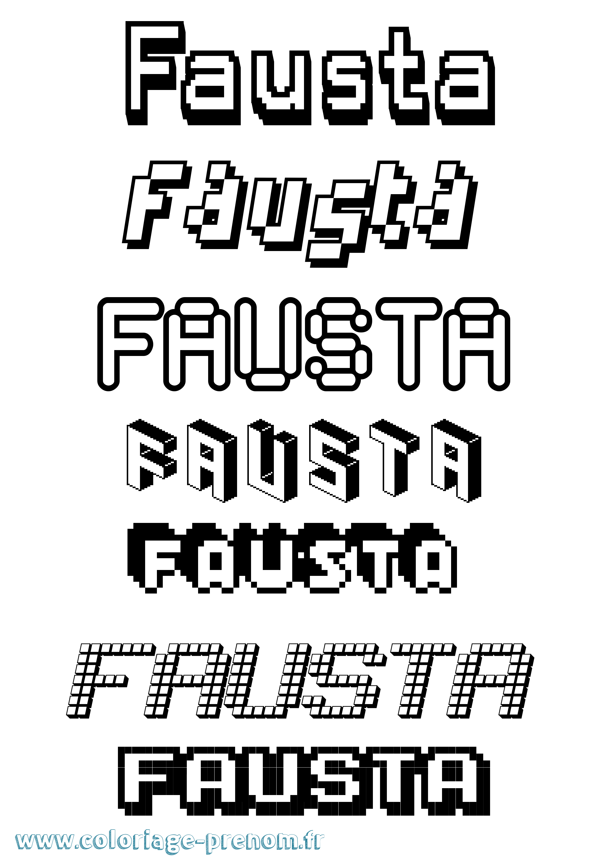 Coloriage prénom Fausta Pixel