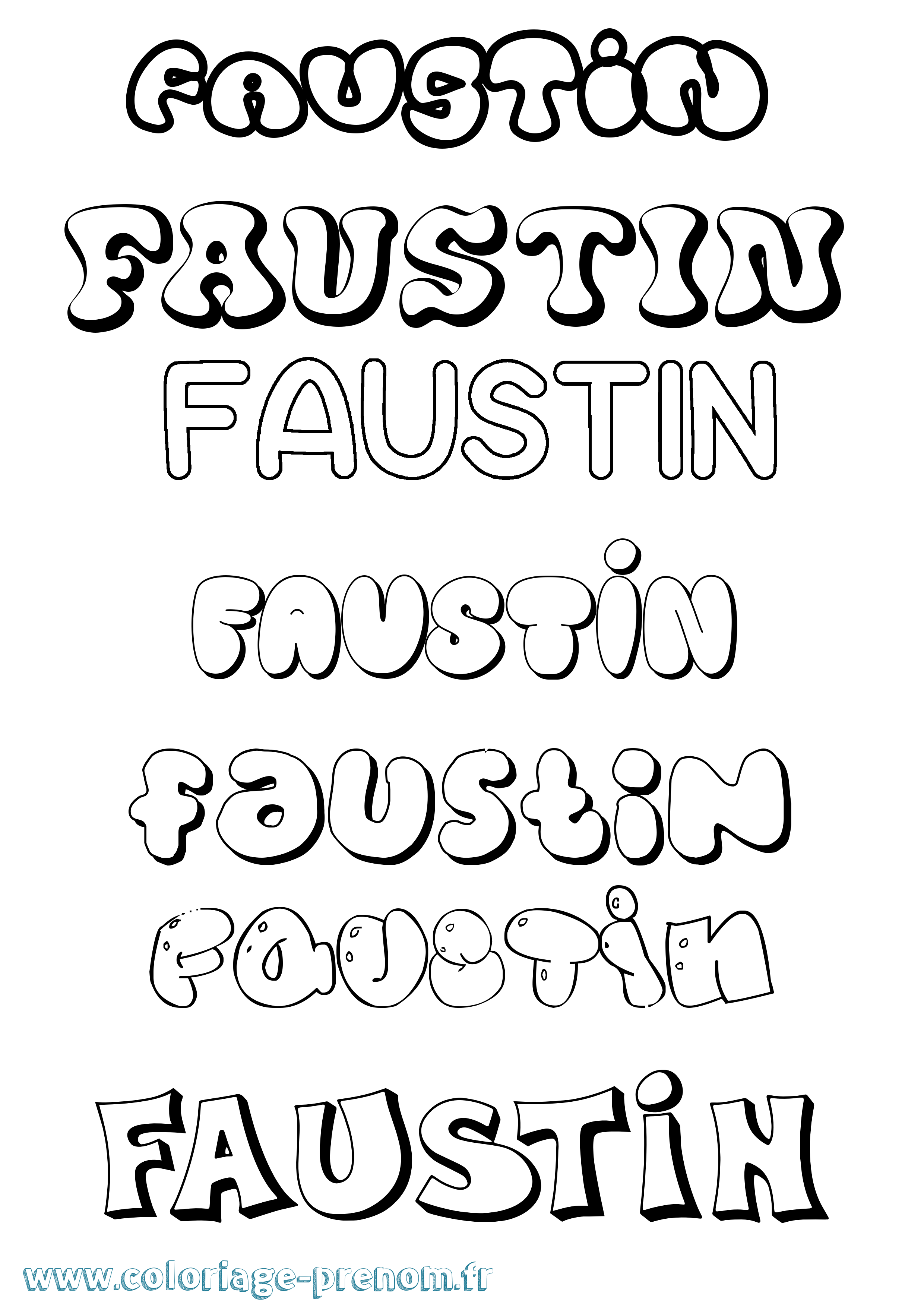 Coloriage prénom Faustin Bubble