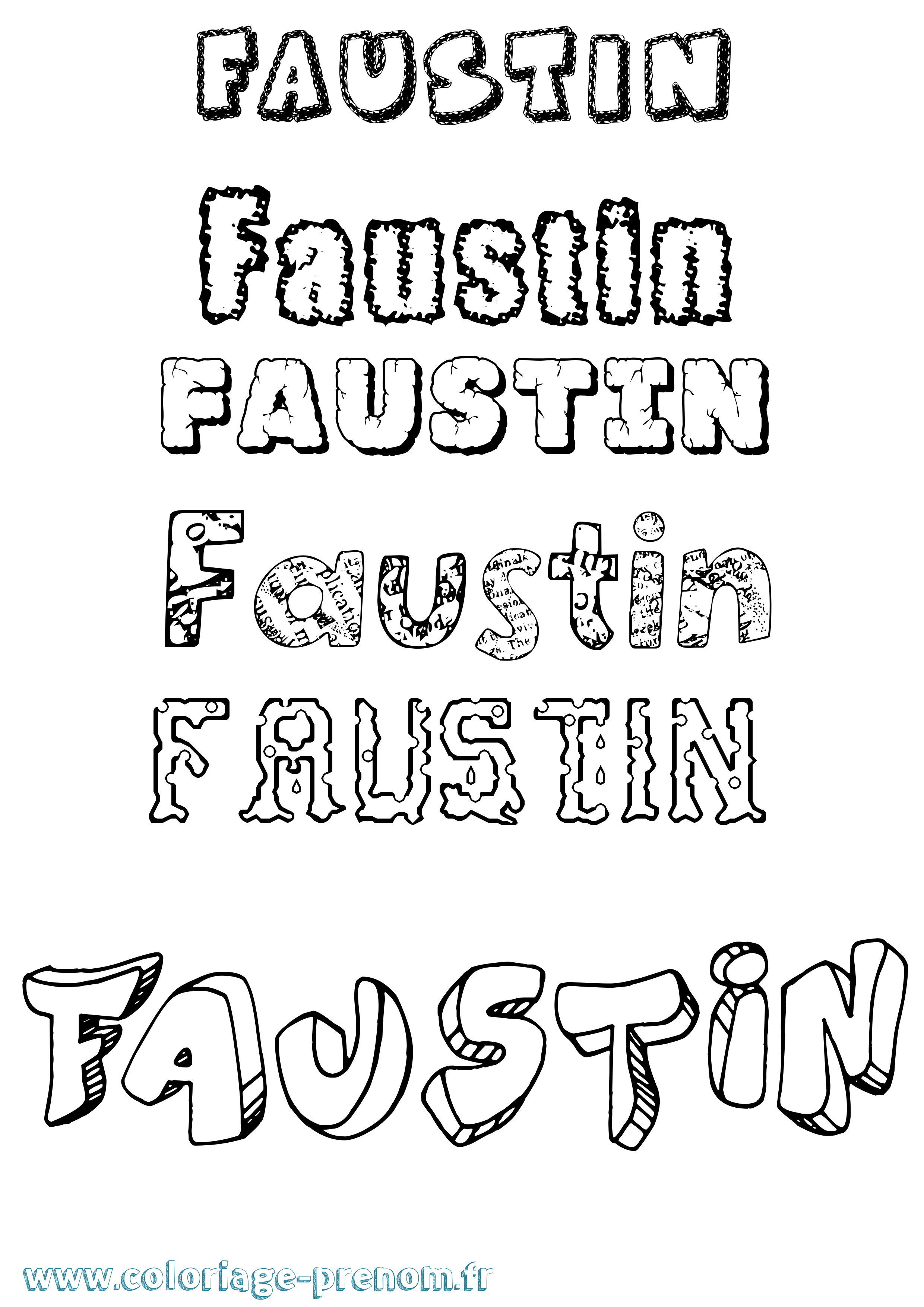 Coloriage prénom Faustin Destructuré
