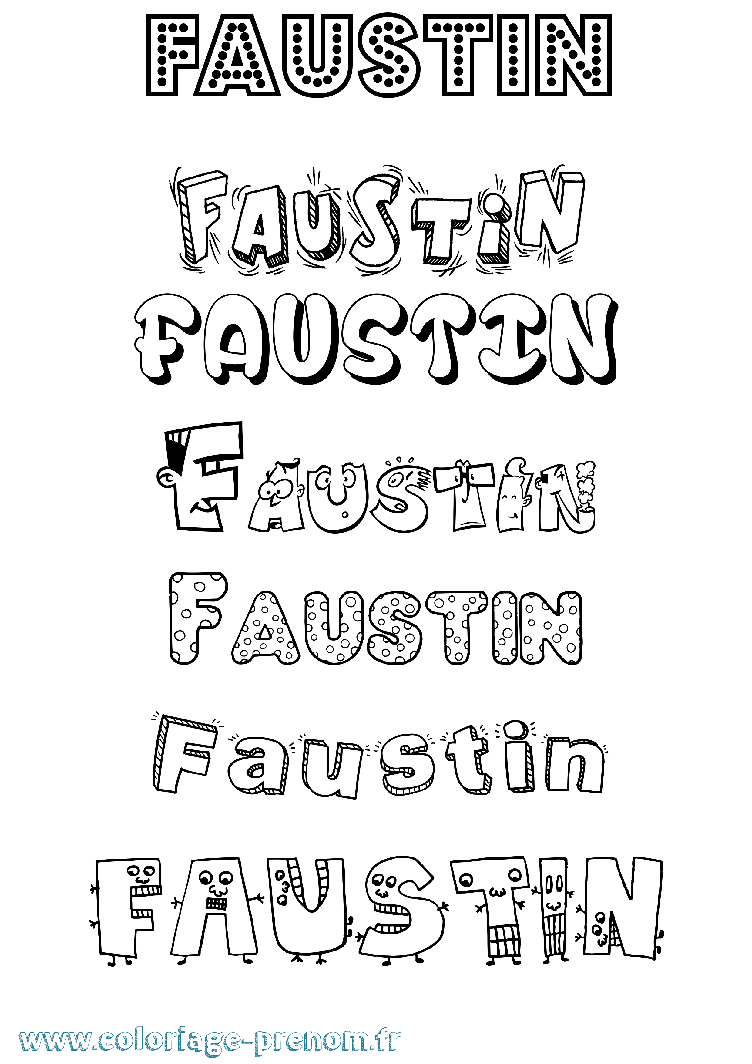 Coloriage prénom Faustin Fun