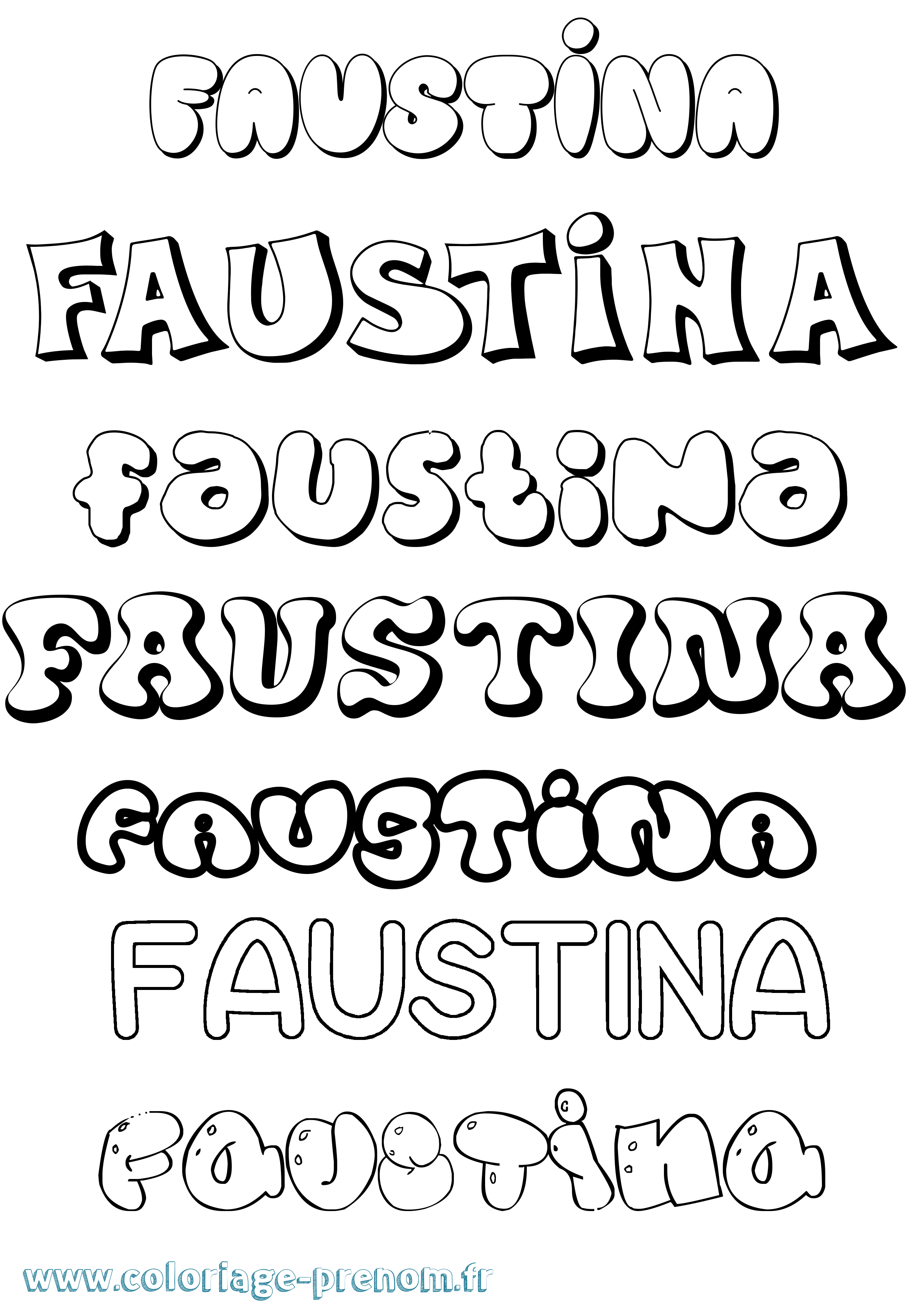 Coloriage prénom Faustina Bubble