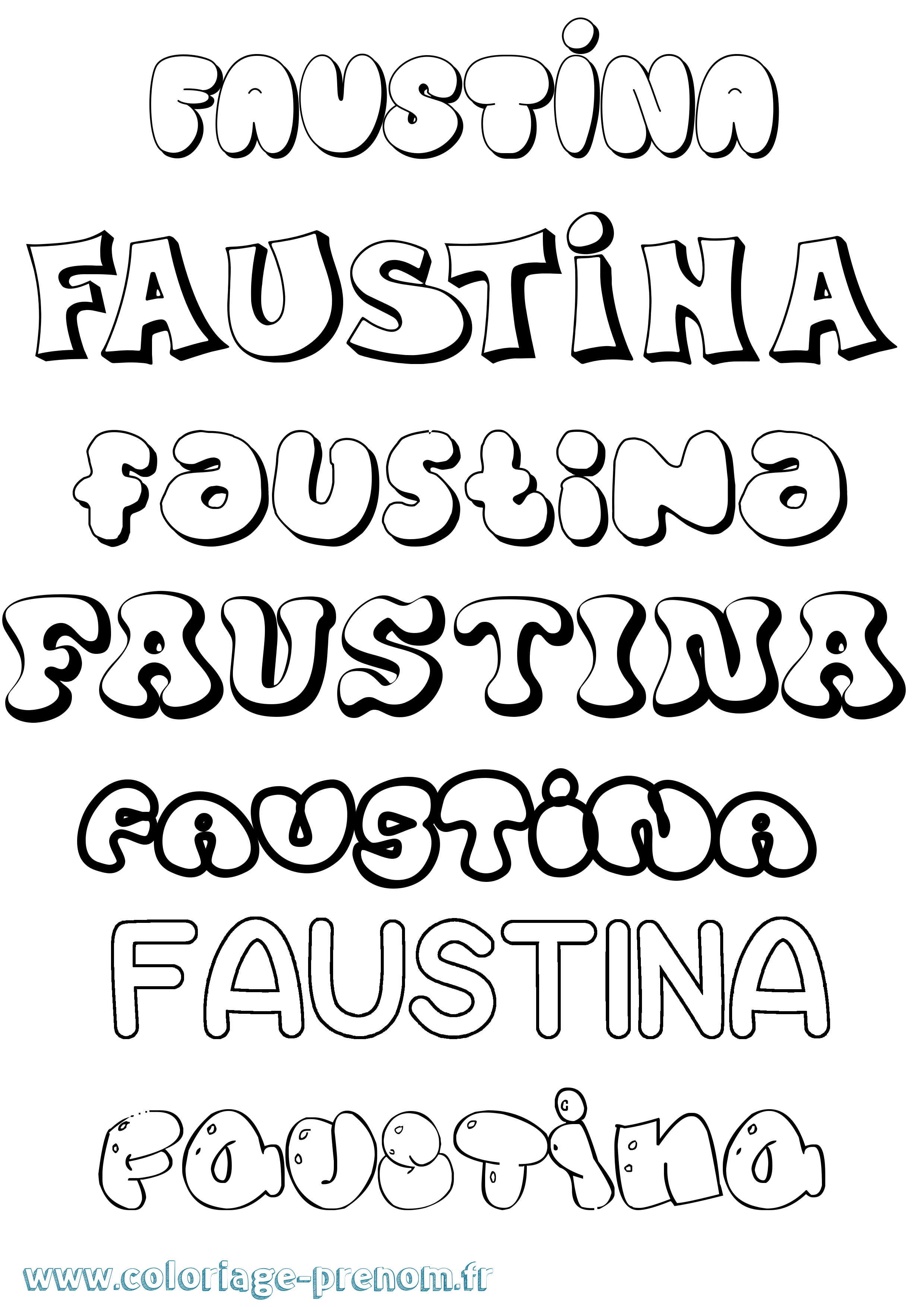 Coloriage Faustina Bubble Coloriage prénom Faustina Bubble