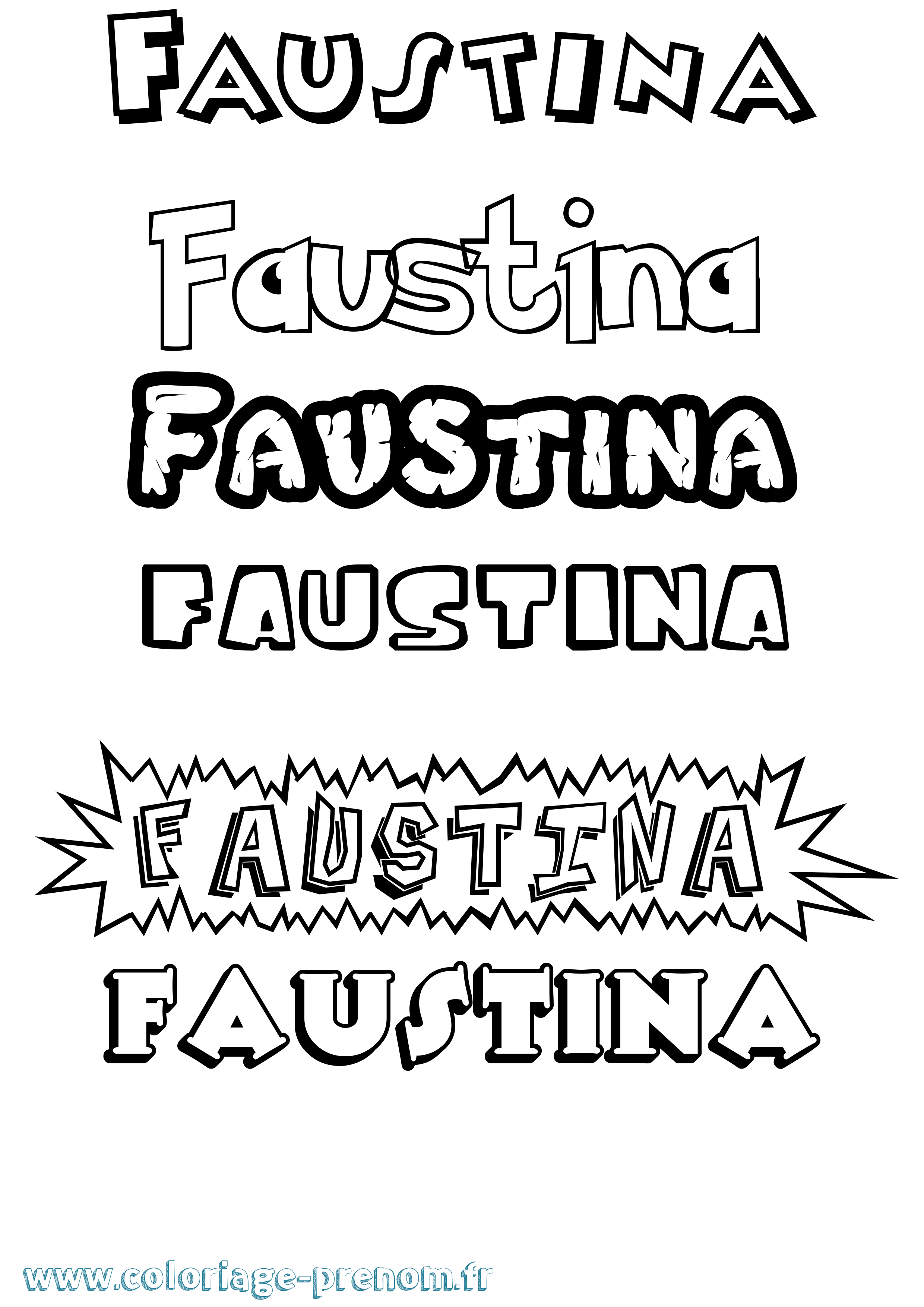 Coloriage Faustina Dessin Animé Coloriage prénom Faustina Dessin Animé