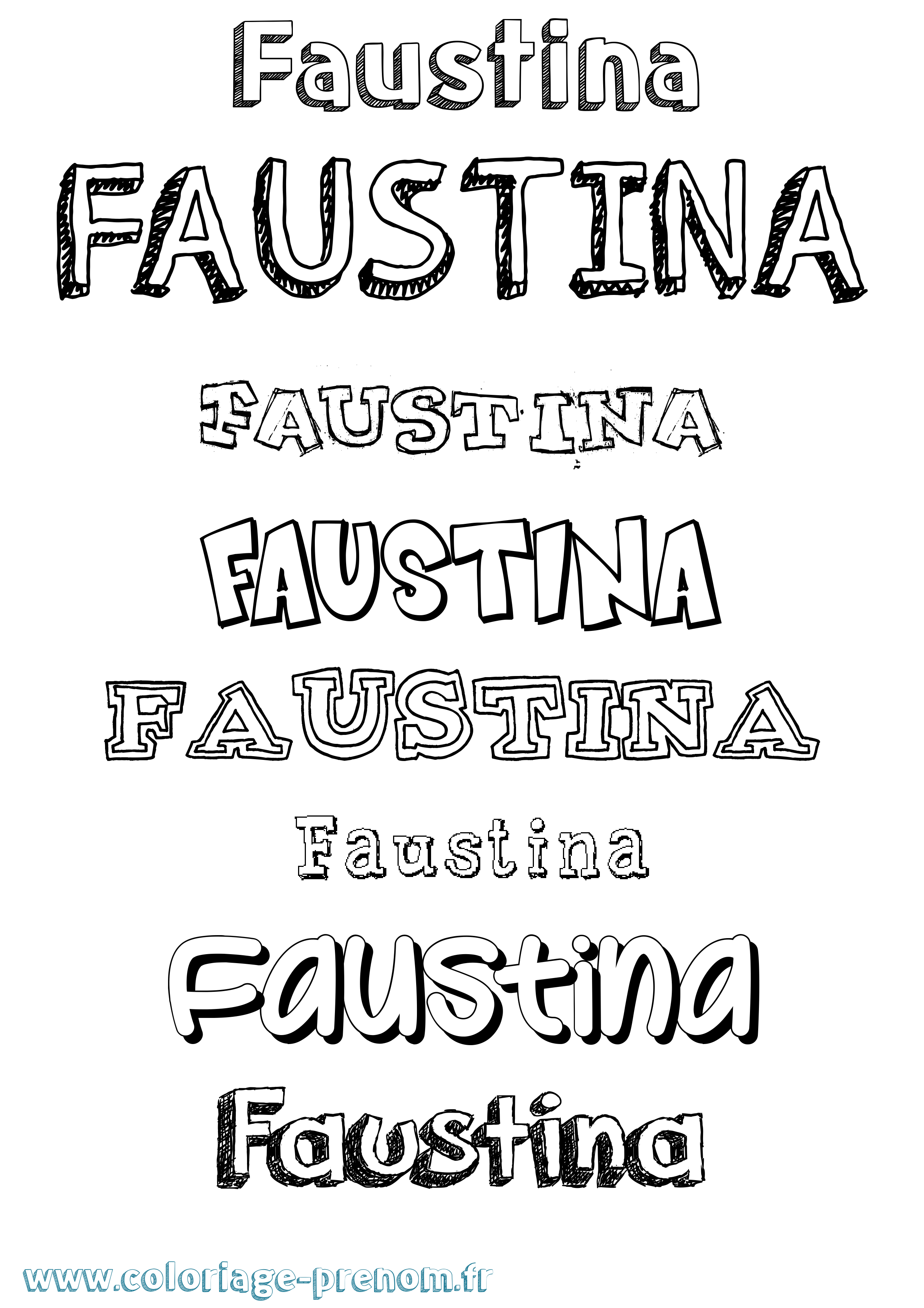 Coloriage Faustina Dessiné Coloriage prénom Faustina Dessiné
