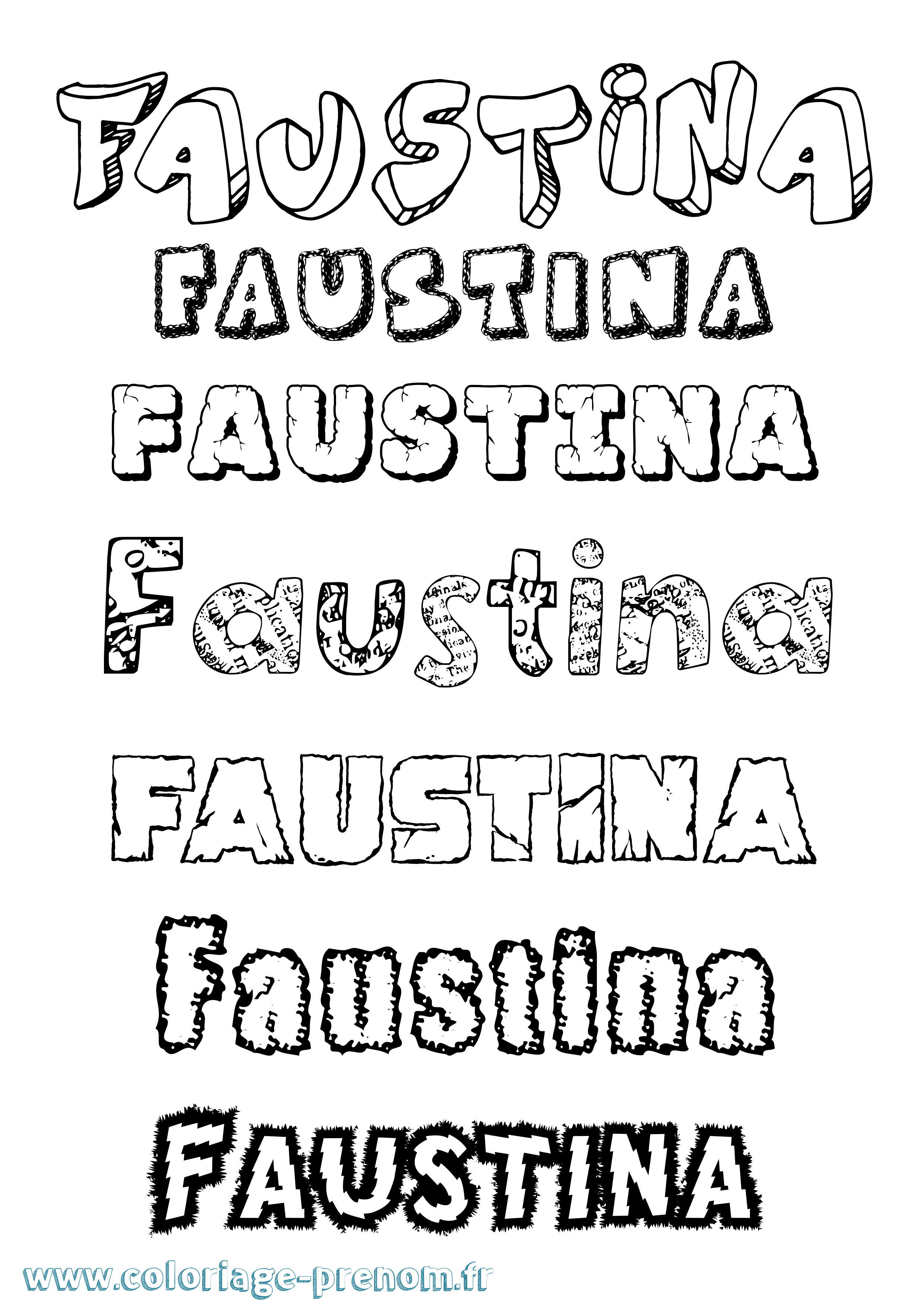 Coloriage Faustina Destructuré Coloriage prénom Faustina Destructuré