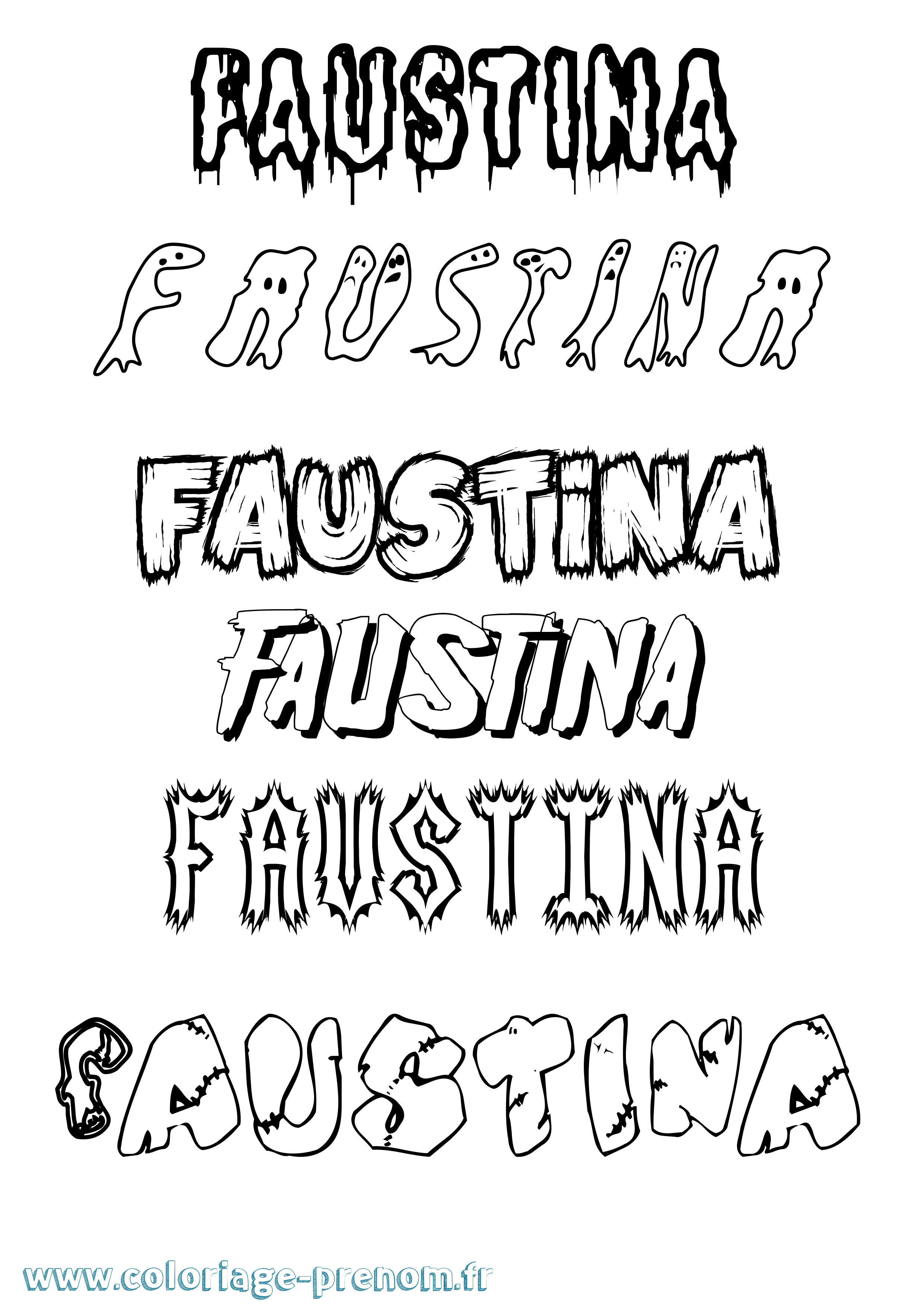 Coloriage Faustina Frisson Coloriage prénom Faustina Frisson