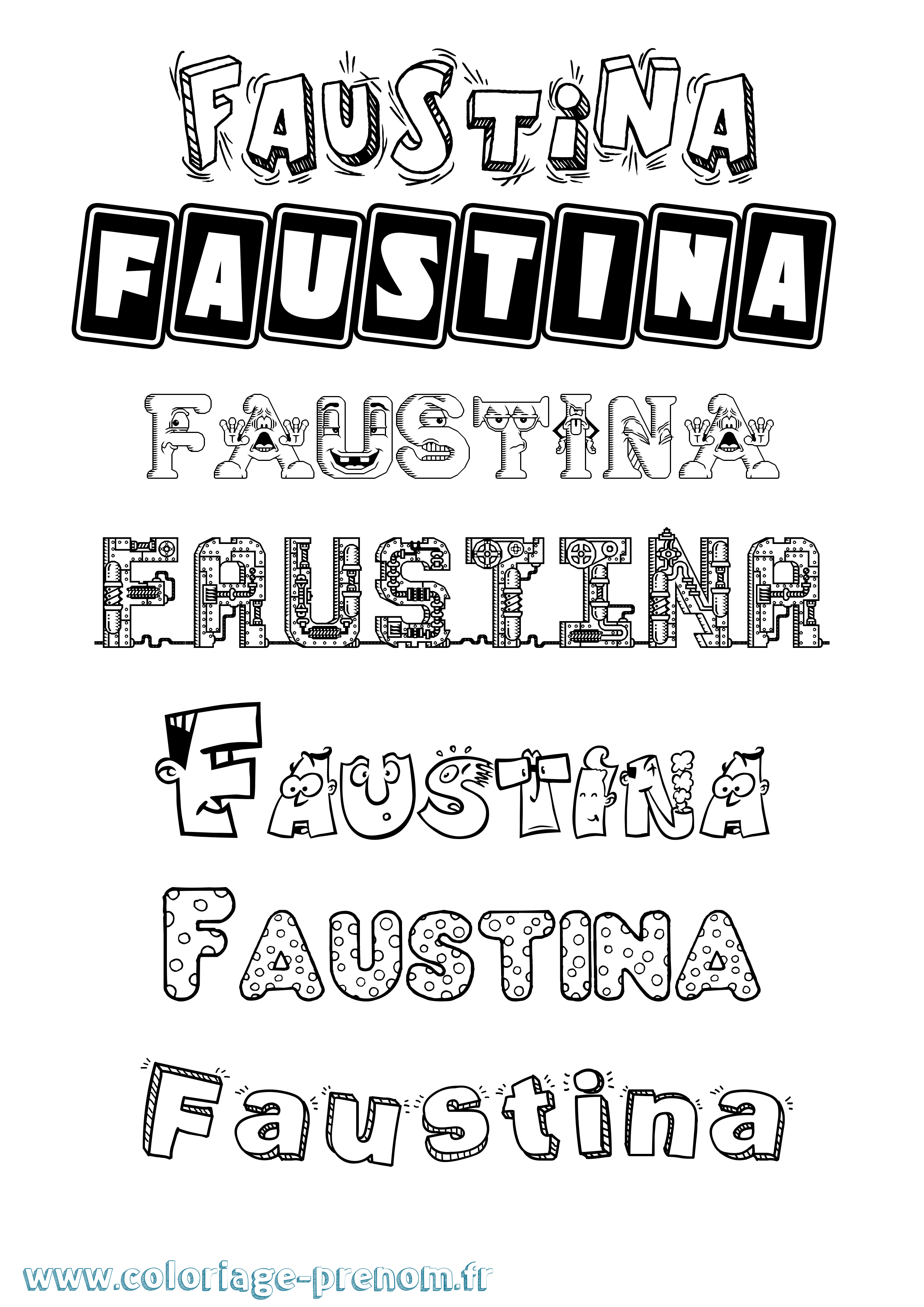 Coloriage Faustina Fun Coloriage prénom Faustina Fun