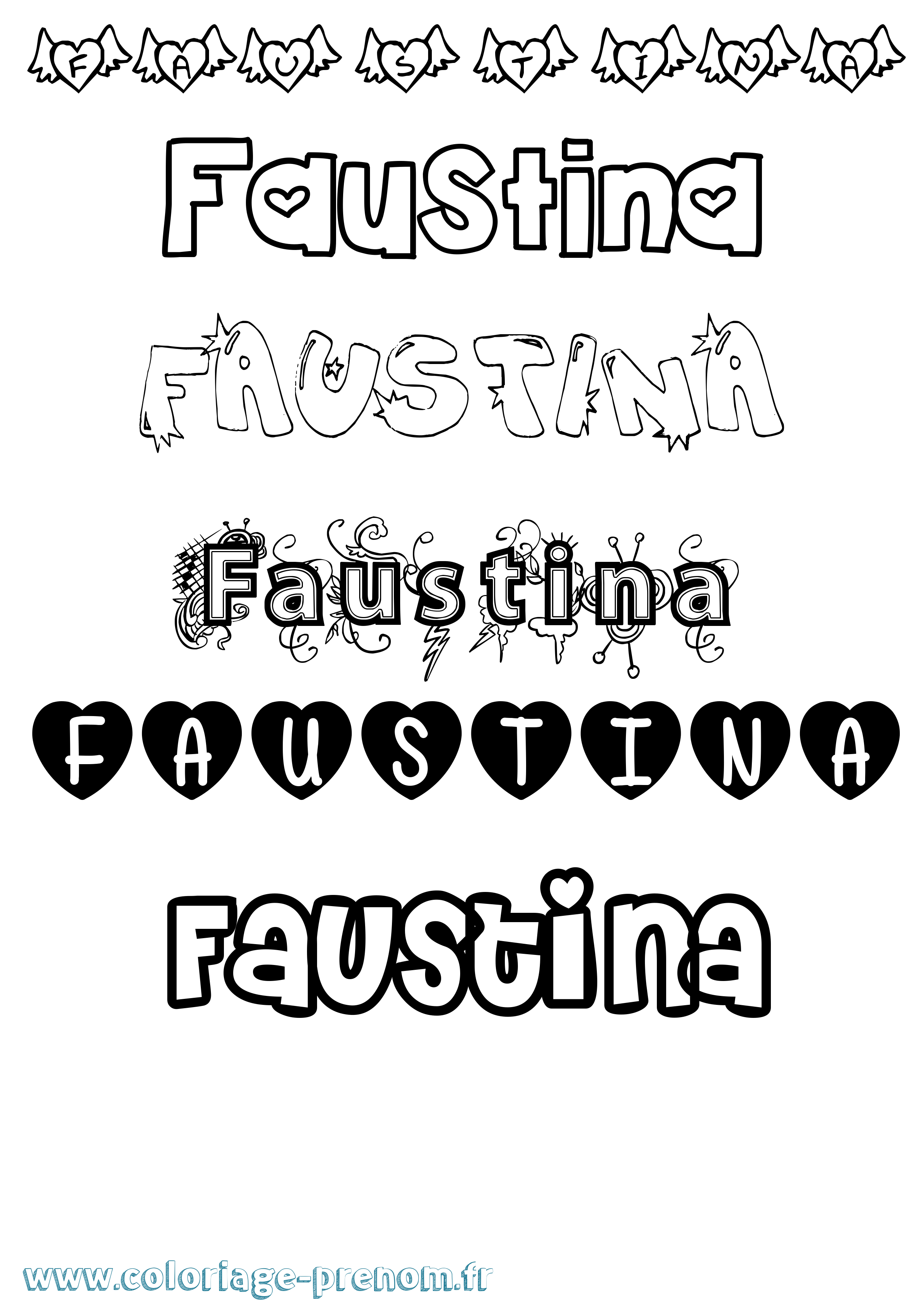 Coloriage Faustina Girly Coloriage prénom Faustina Girly