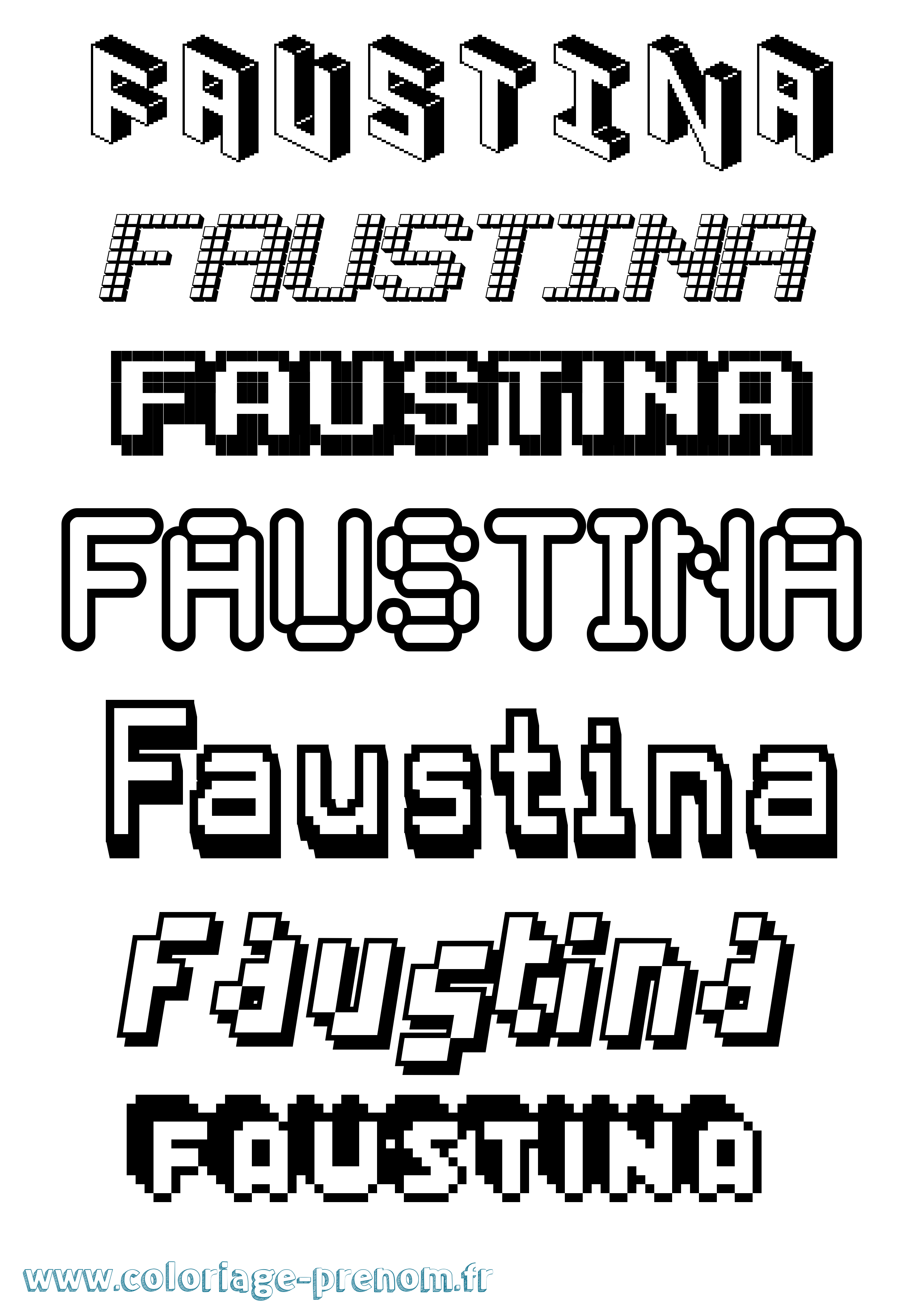 Coloriage Faustina Pixel Coloriage prénom Faustina Pixel