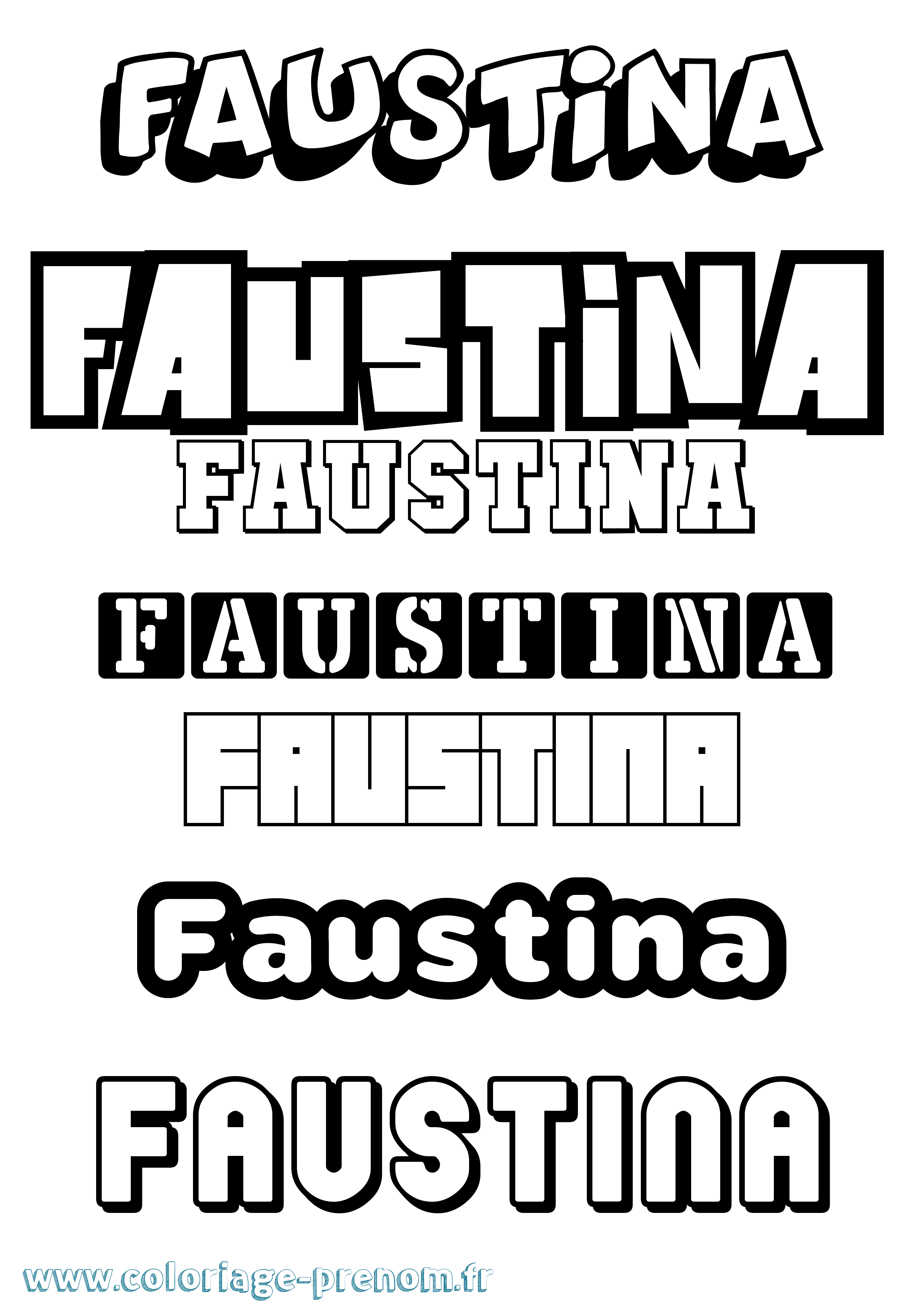 Coloriage Faustina Simple Coloriage prénom Faustina Simple