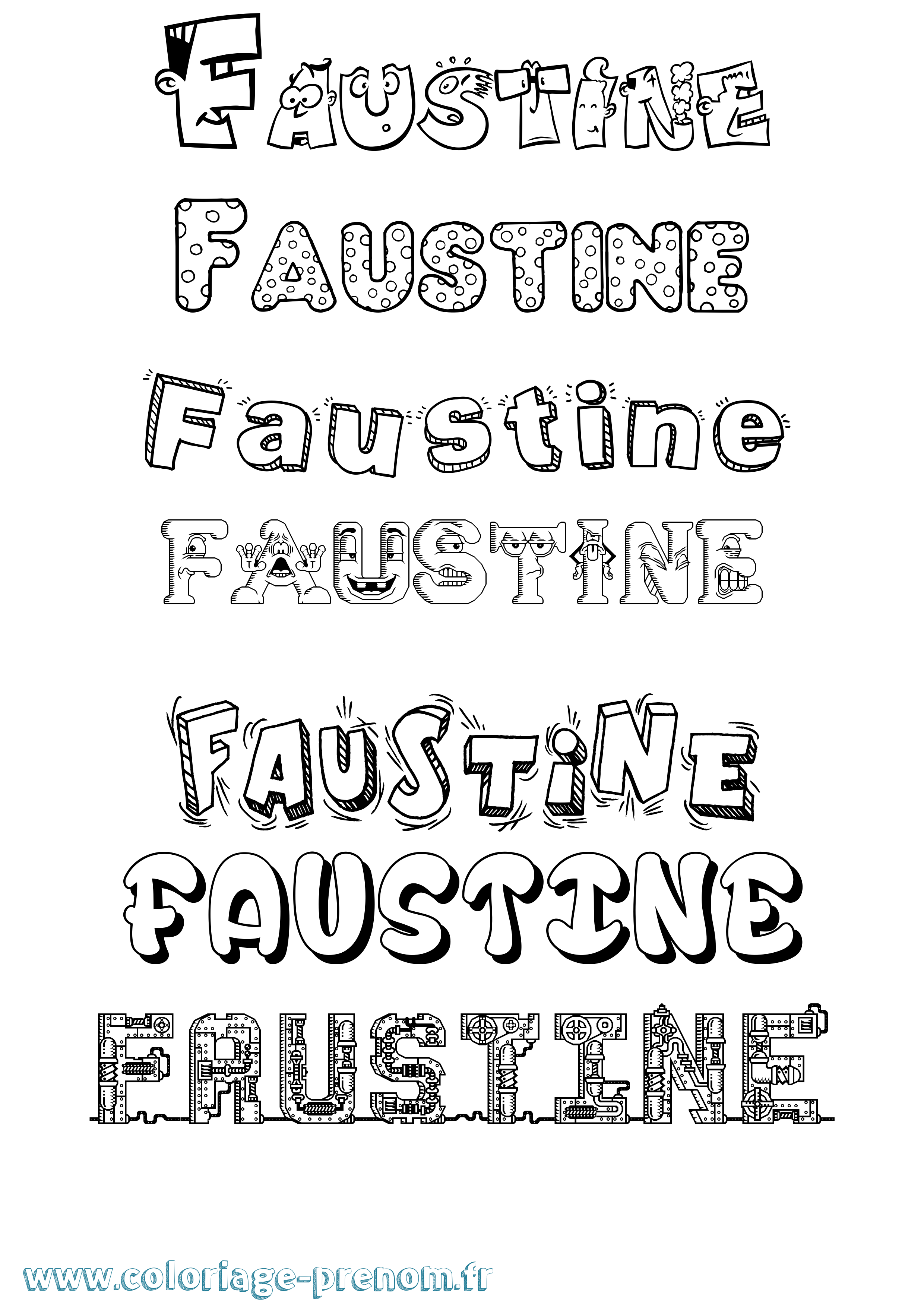 Coloriage prénom Faustine