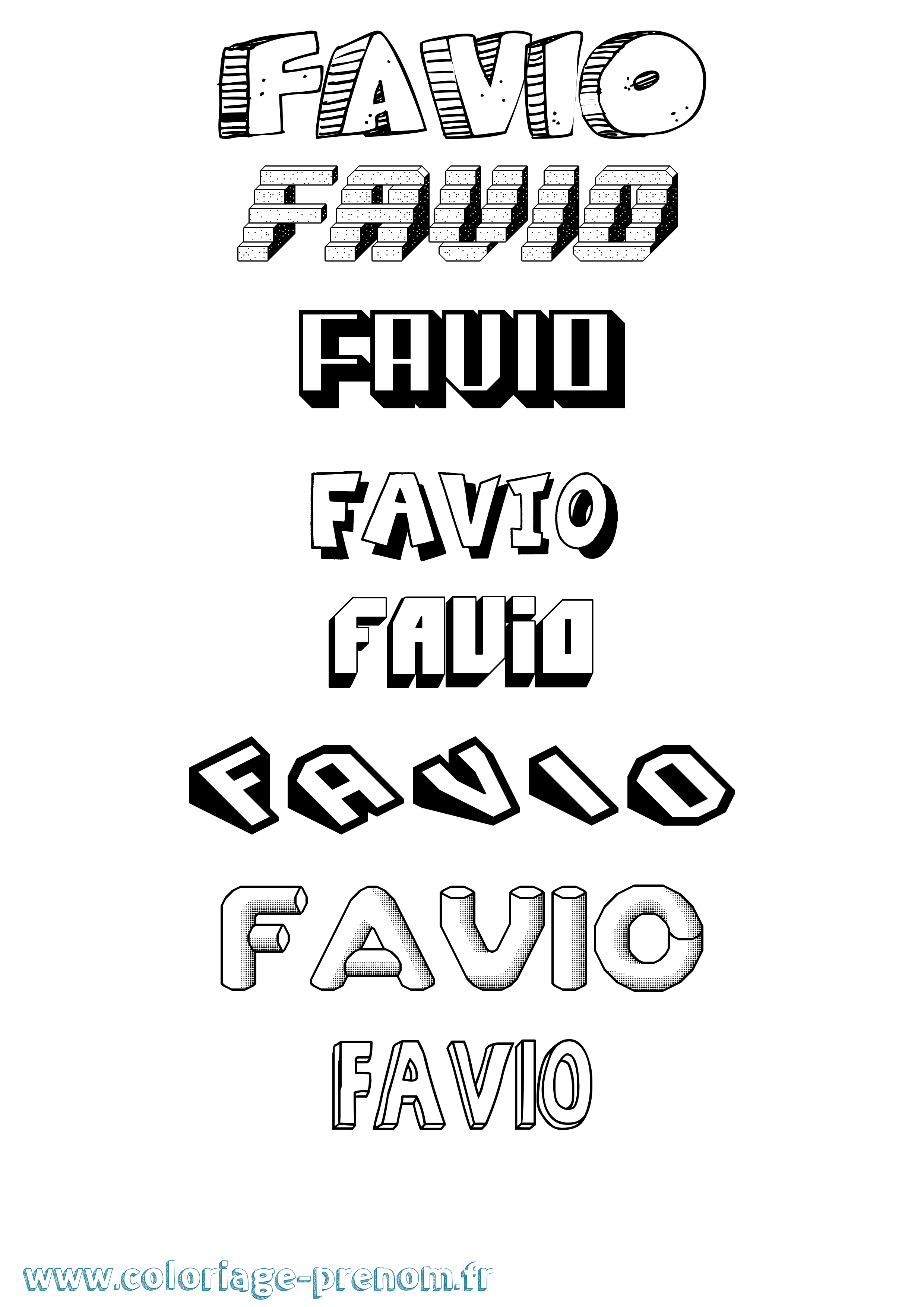 Coloriage prénom Favio Effet 3D