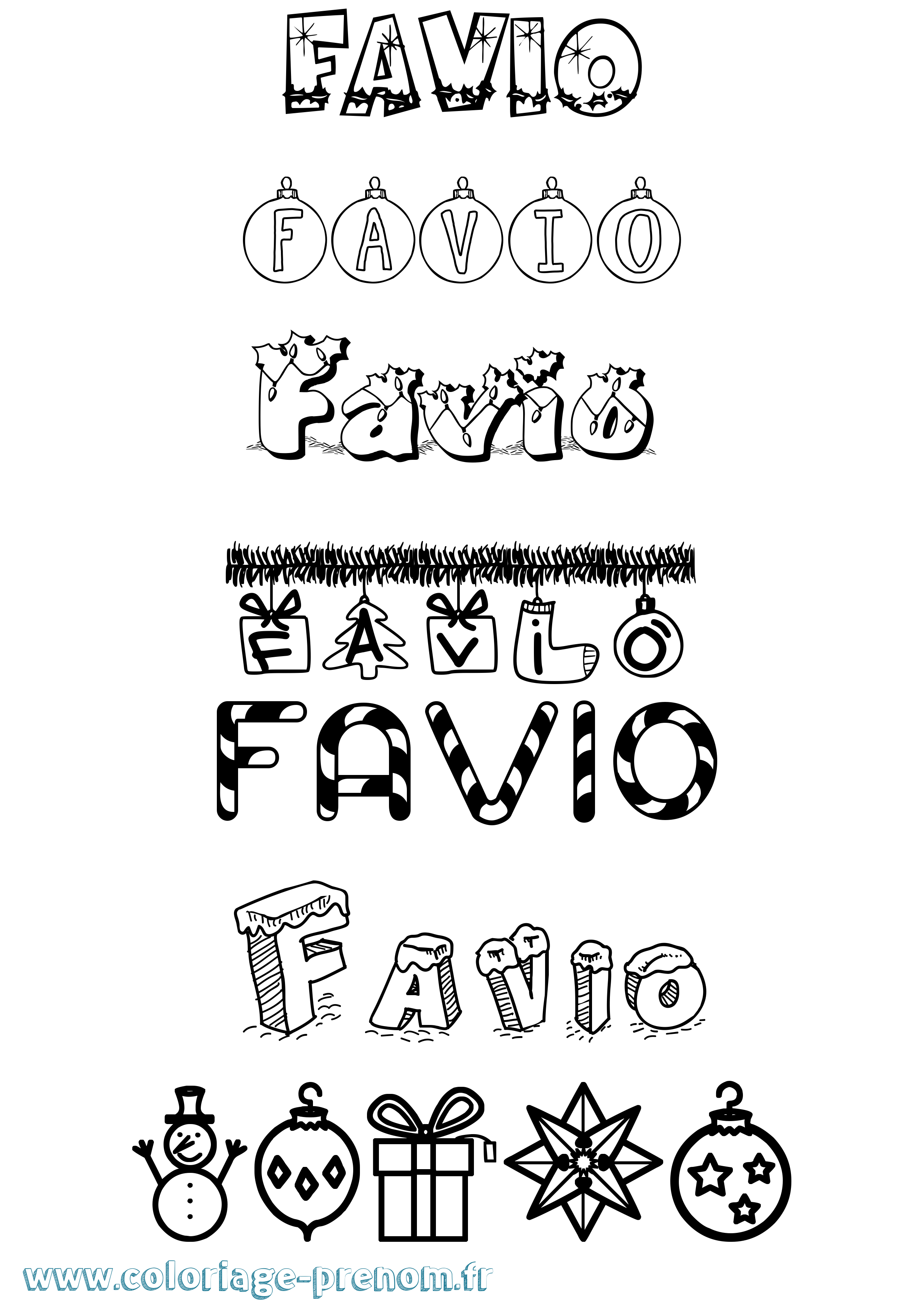 Coloriage prénom Favio Noël