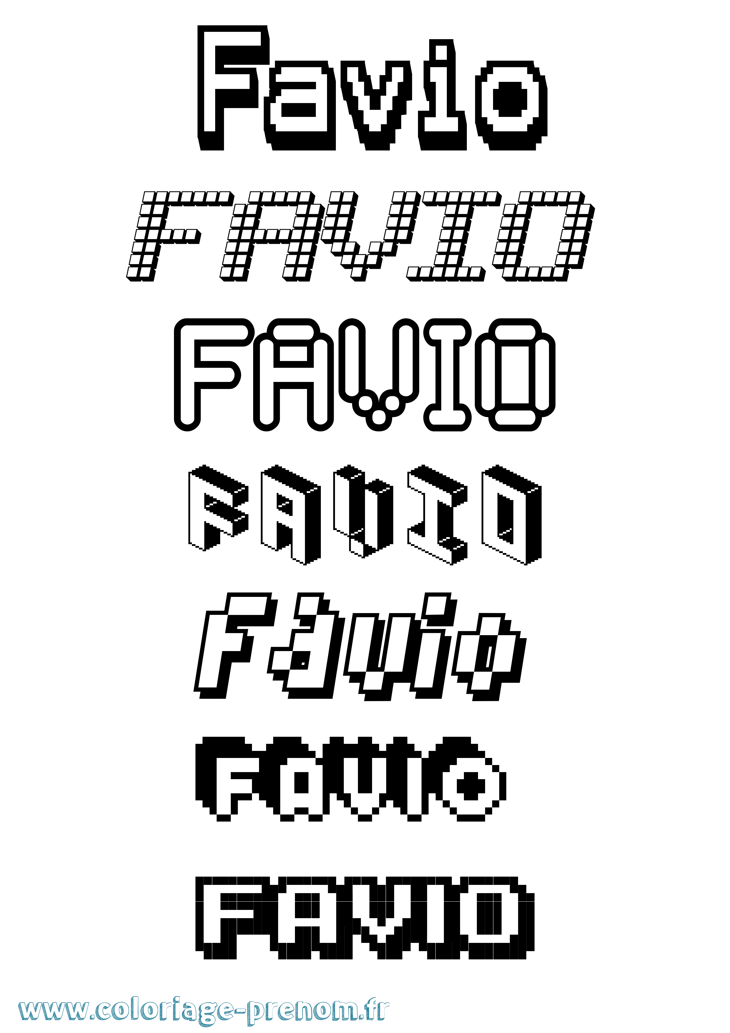 Coloriage prénom Favio Pixel