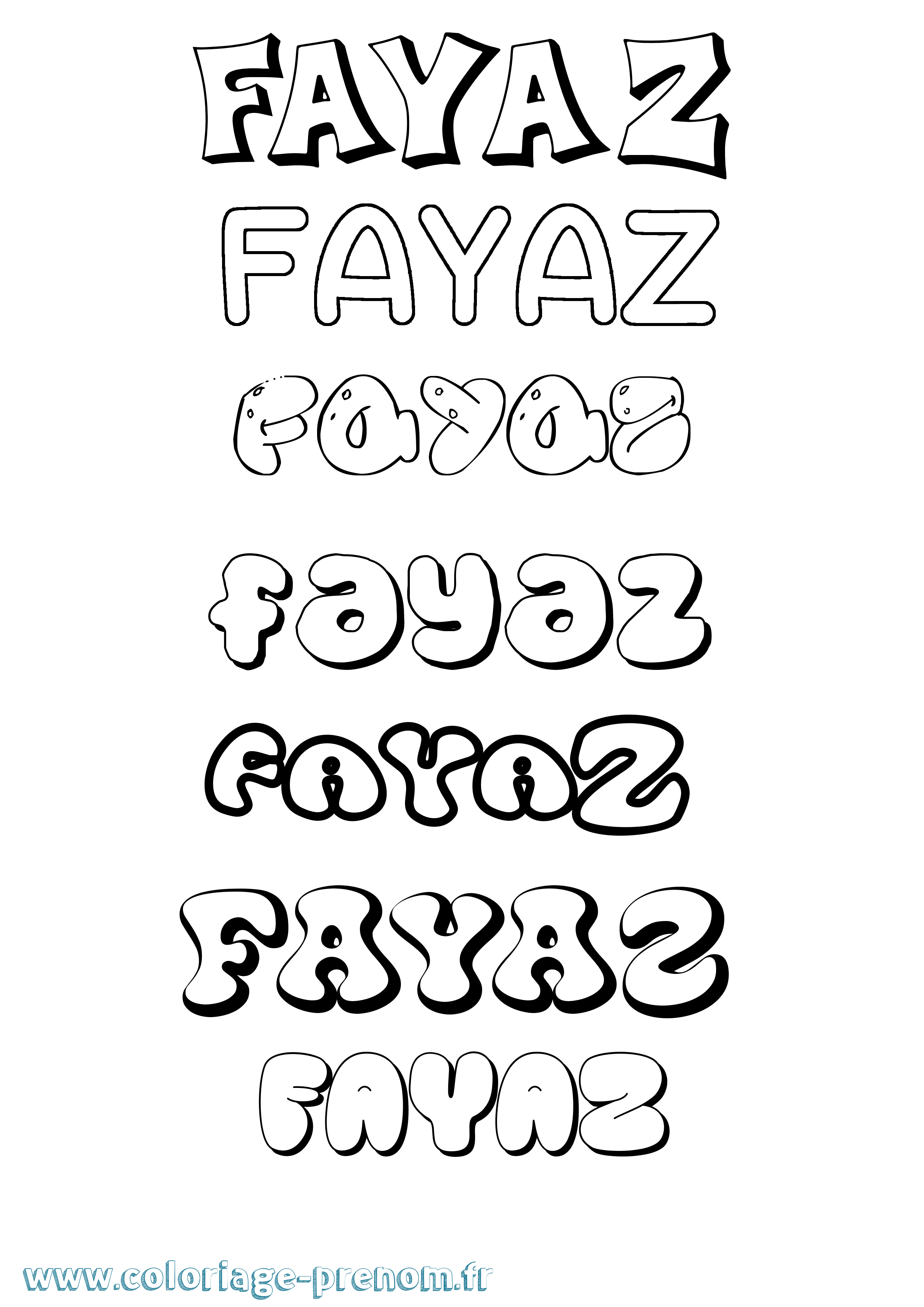 Coloriage Fayaz Bubble Coloriage prénom Fayaz Bubble