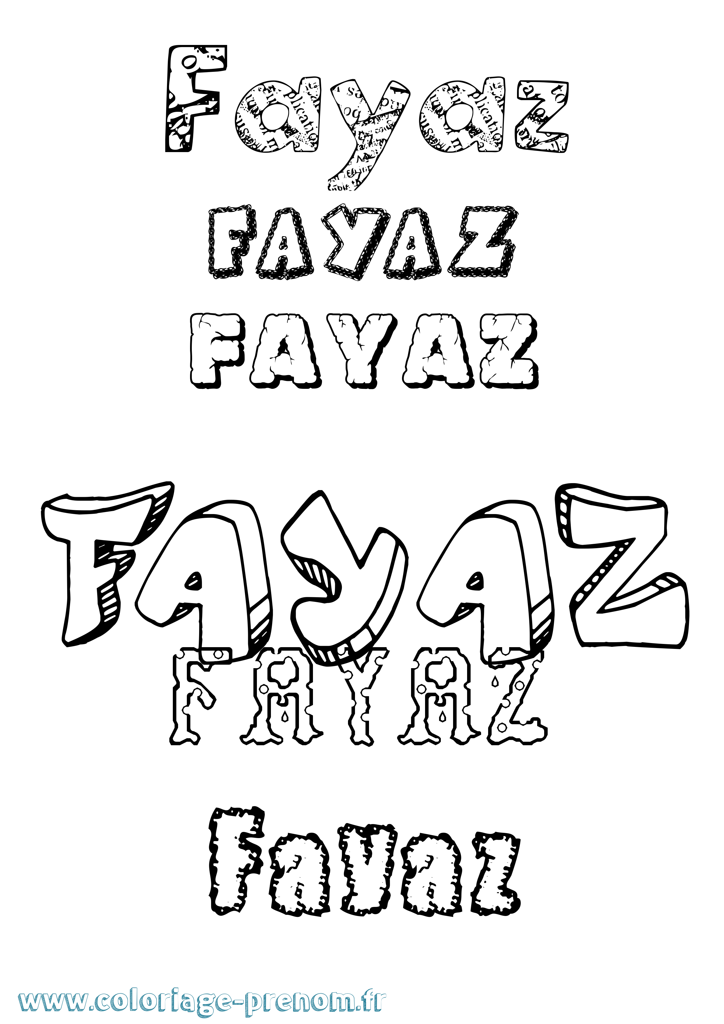 Coloriage Fayaz Destructuré Coloriage prénom Fayaz Destructuré