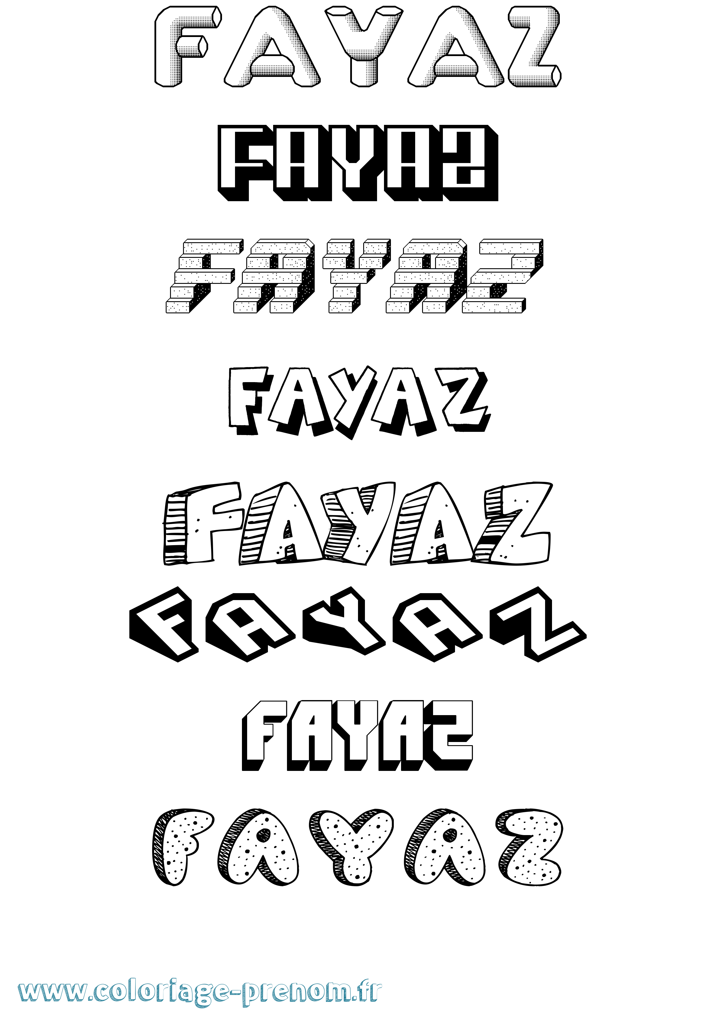 Coloriage Fayaz Effet 3D Coloriage prénom Fayaz Effet 3D