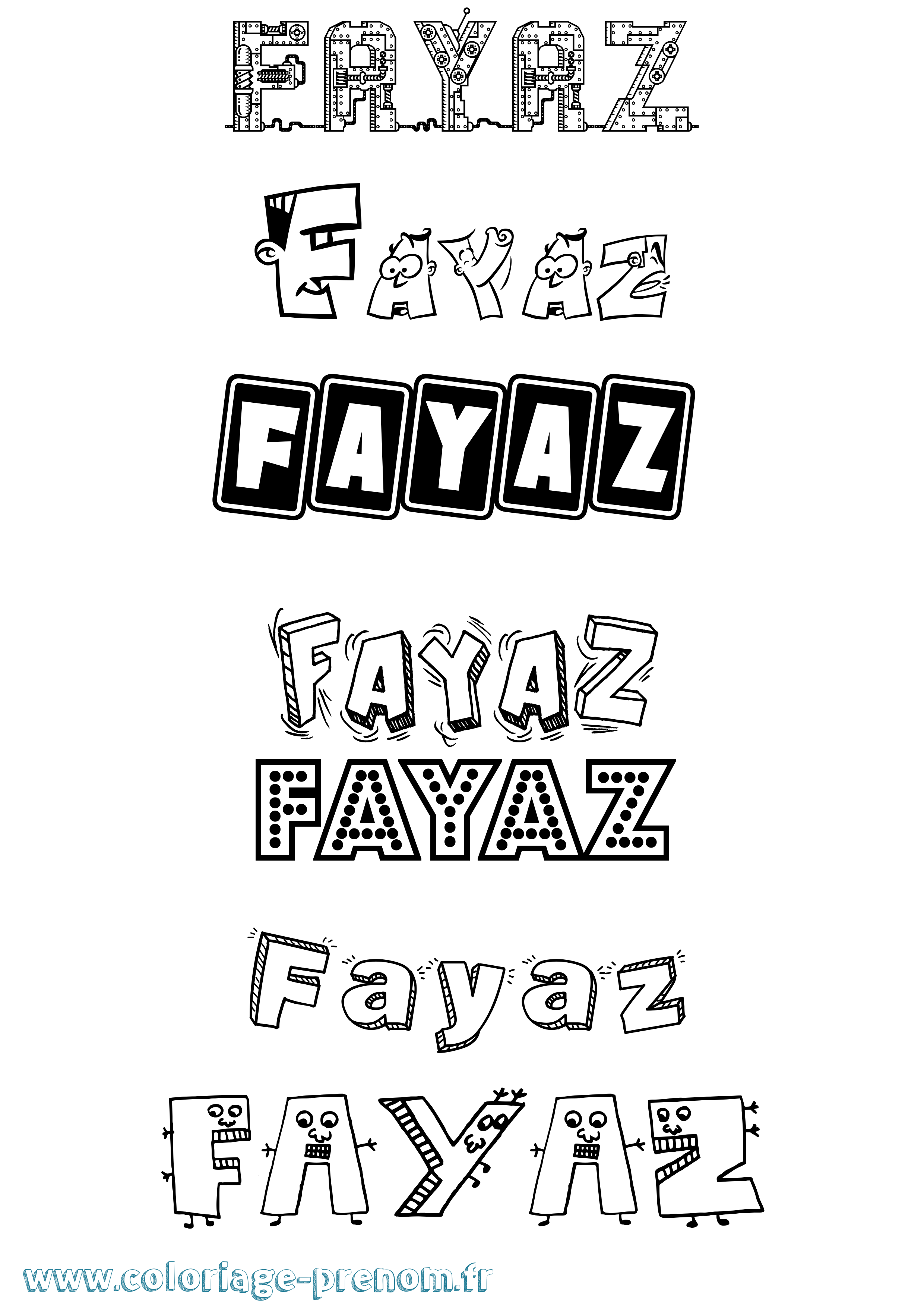 Coloriage Fayaz Fun Coloriage prénom Fayaz Fun