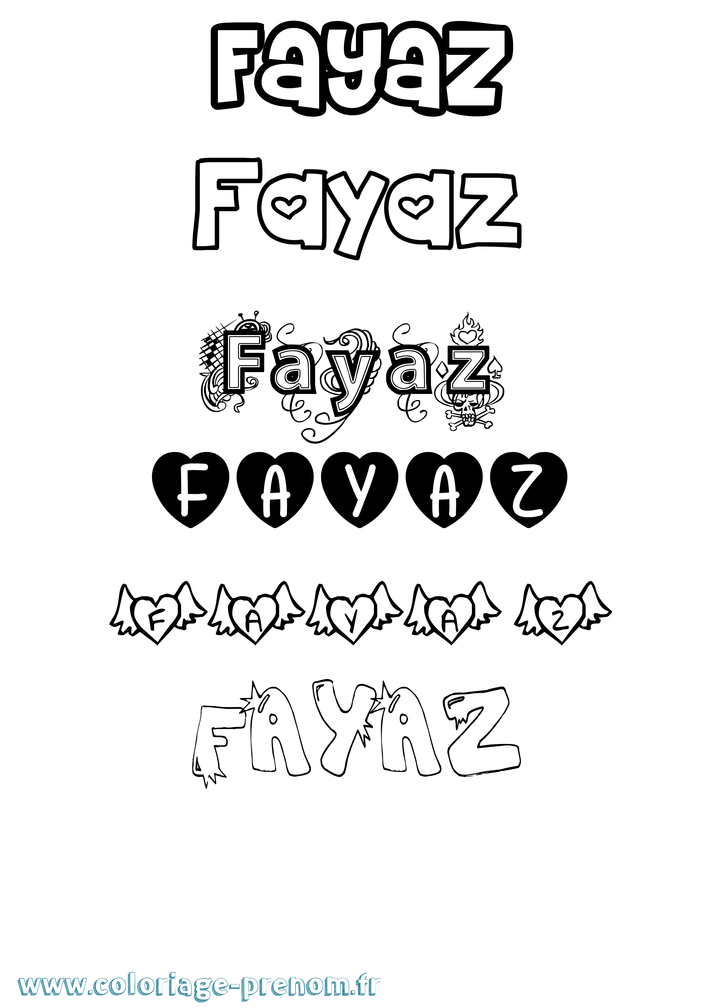 Coloriage Fayaz Girly Coloriage prénom Fayaz Girly