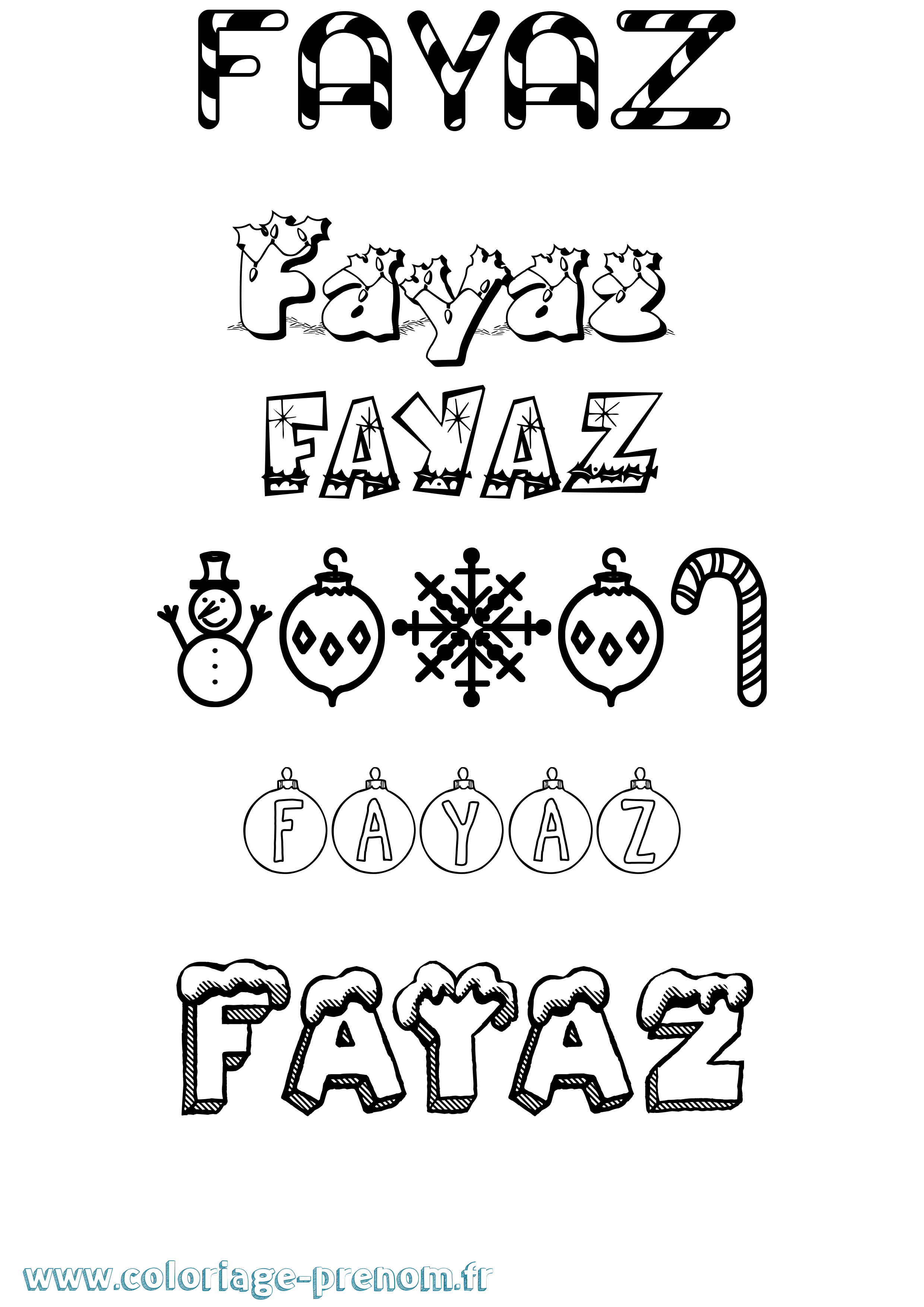 Coloriage Fayaz Noël Coloriage prénom Fayaz Noël