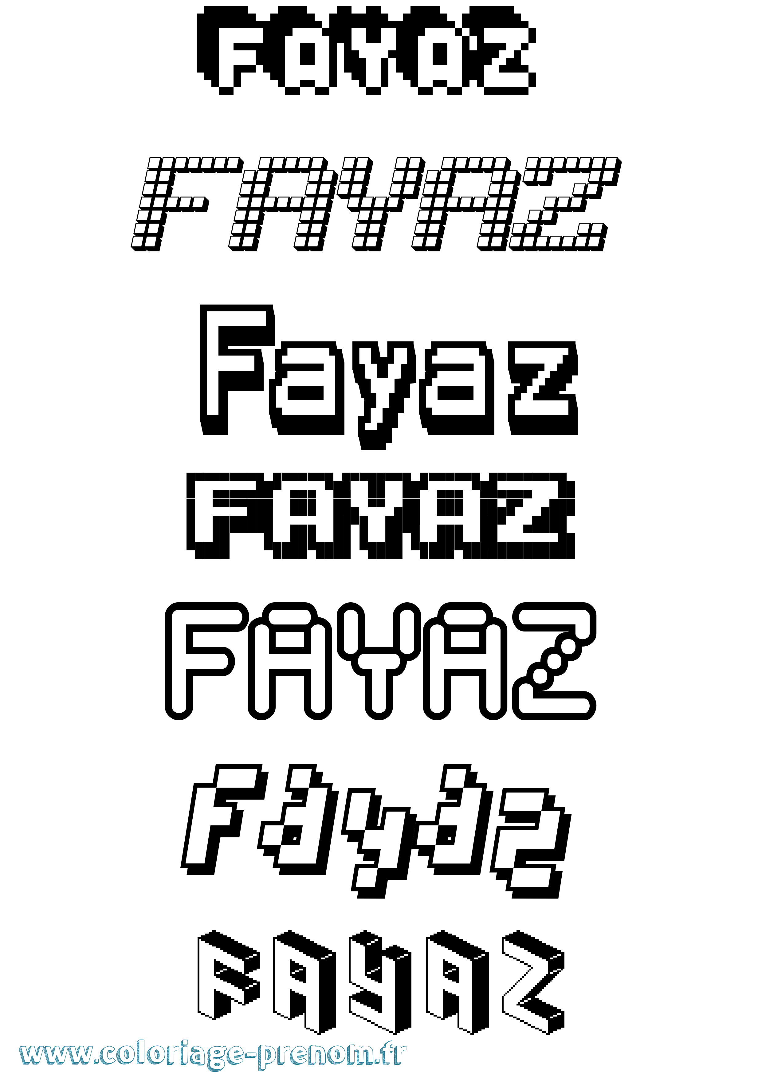 Coloriage Fayaz Pixel Coloriage prénom Fayaz Pixel