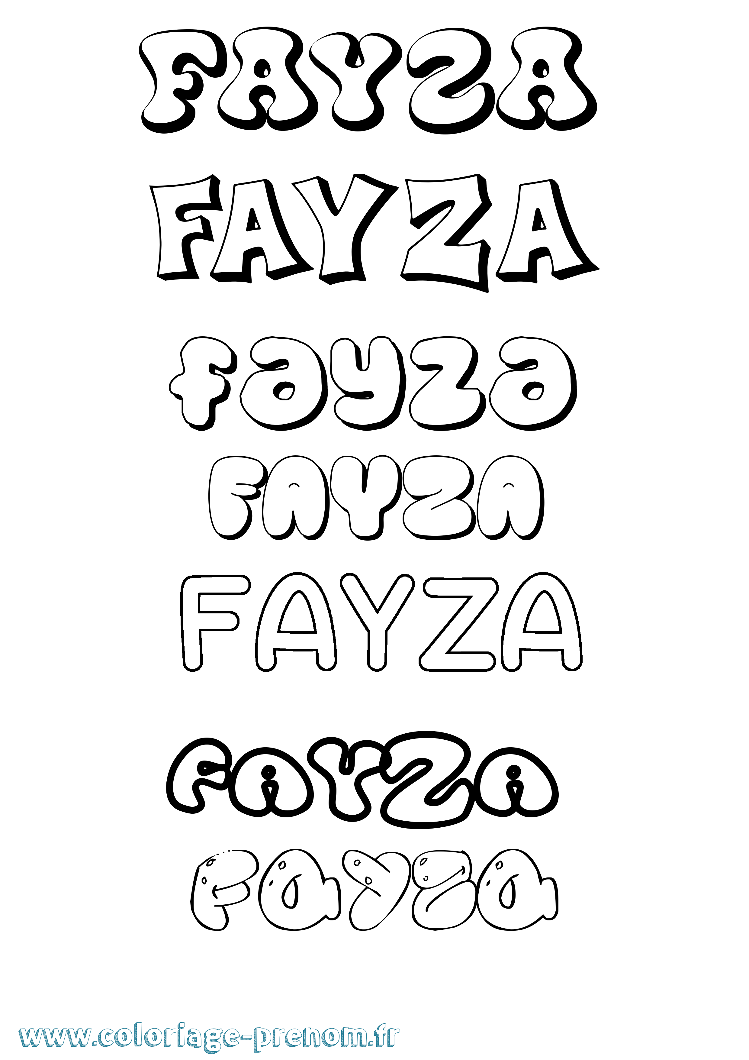 Coloriage prénom Fayza Bubble