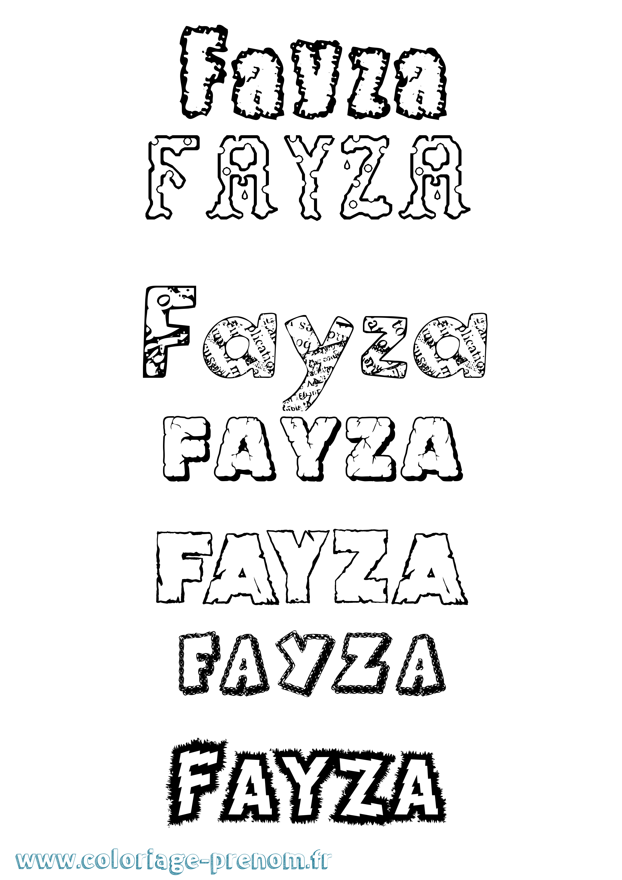 Coloriage prénom Fayza Destructuré