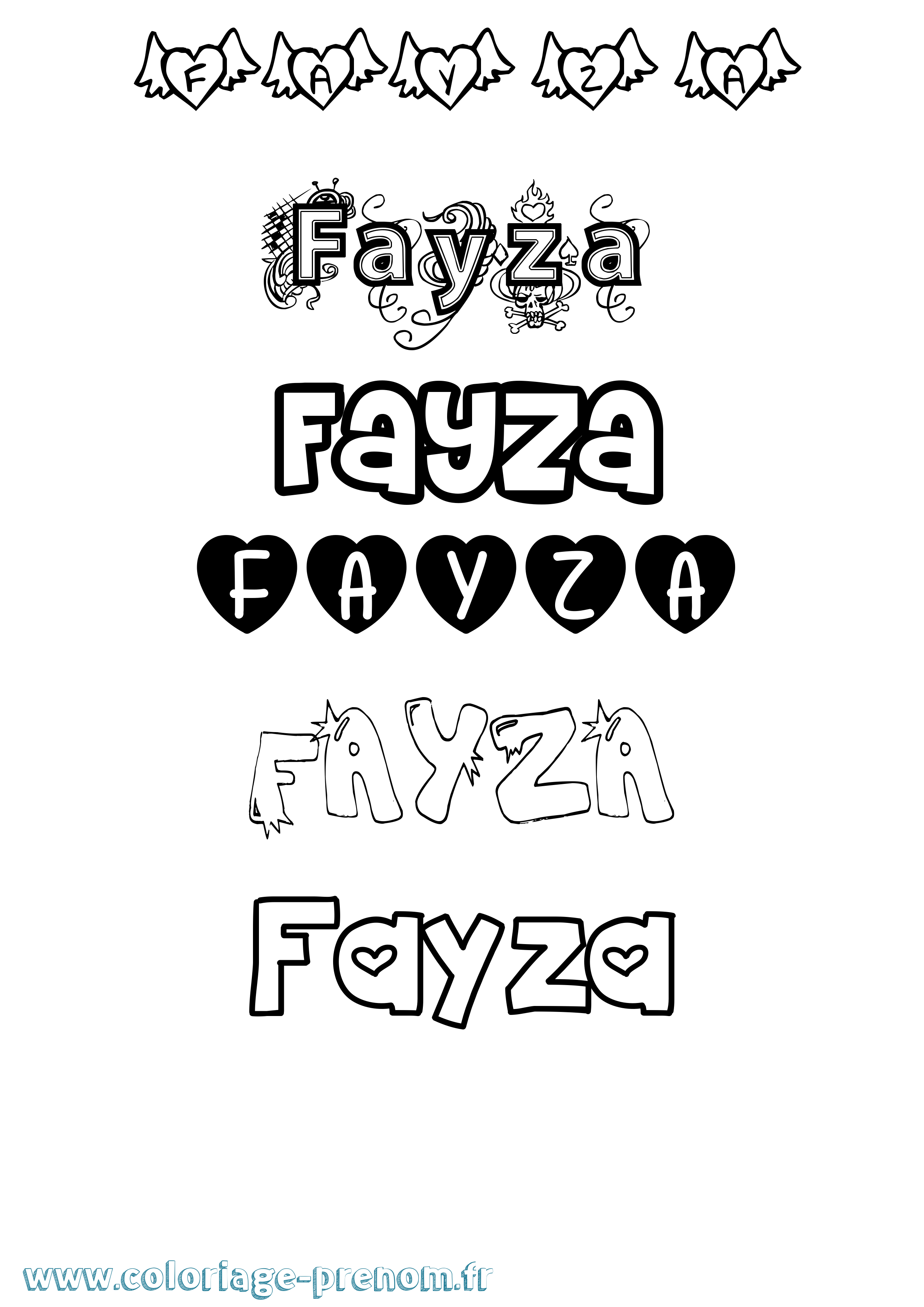 Coloriage prénom Fayza Girly