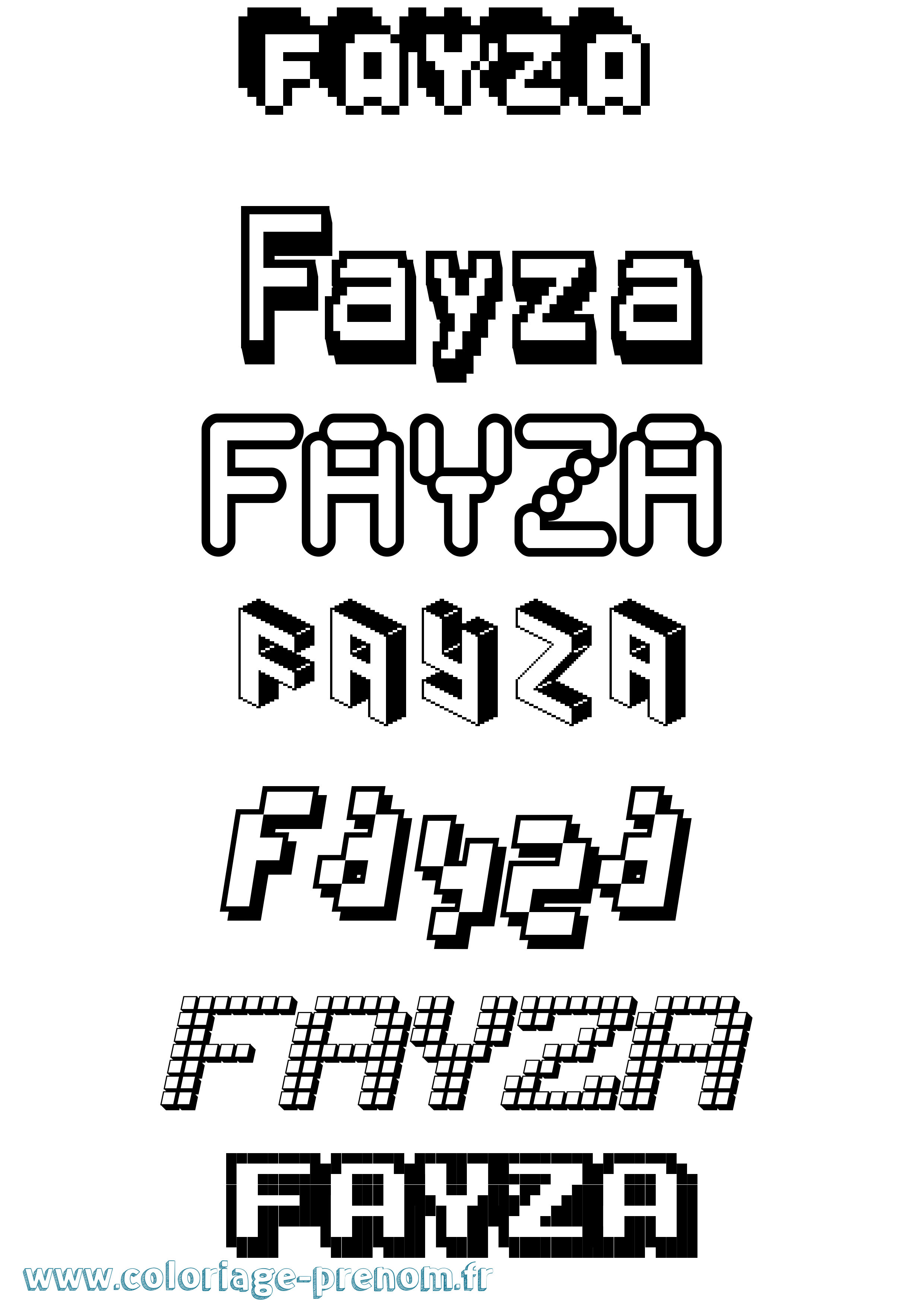 Coloriage prénom Fayza Pixel
