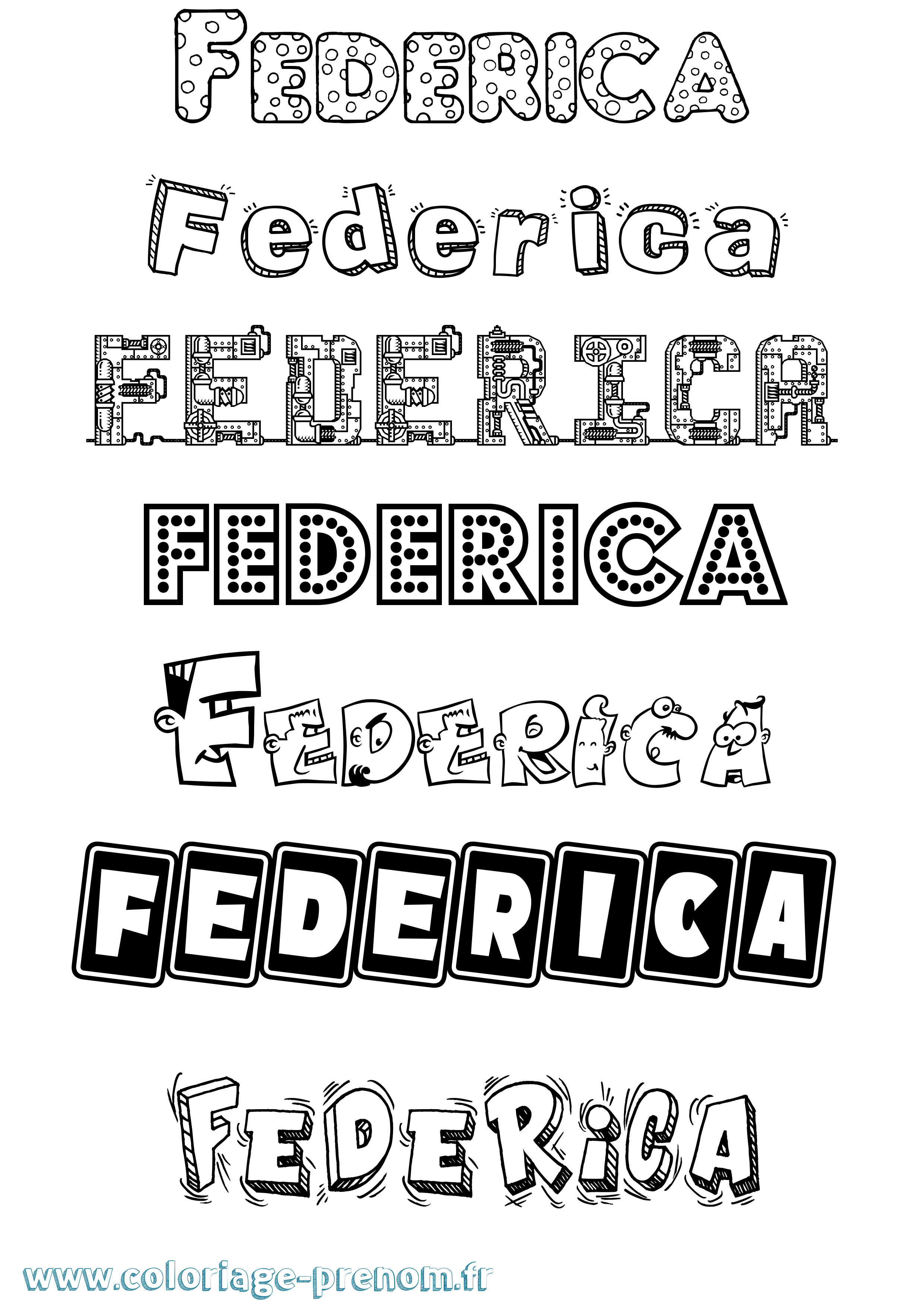 Coloriage prénom Federica Fun