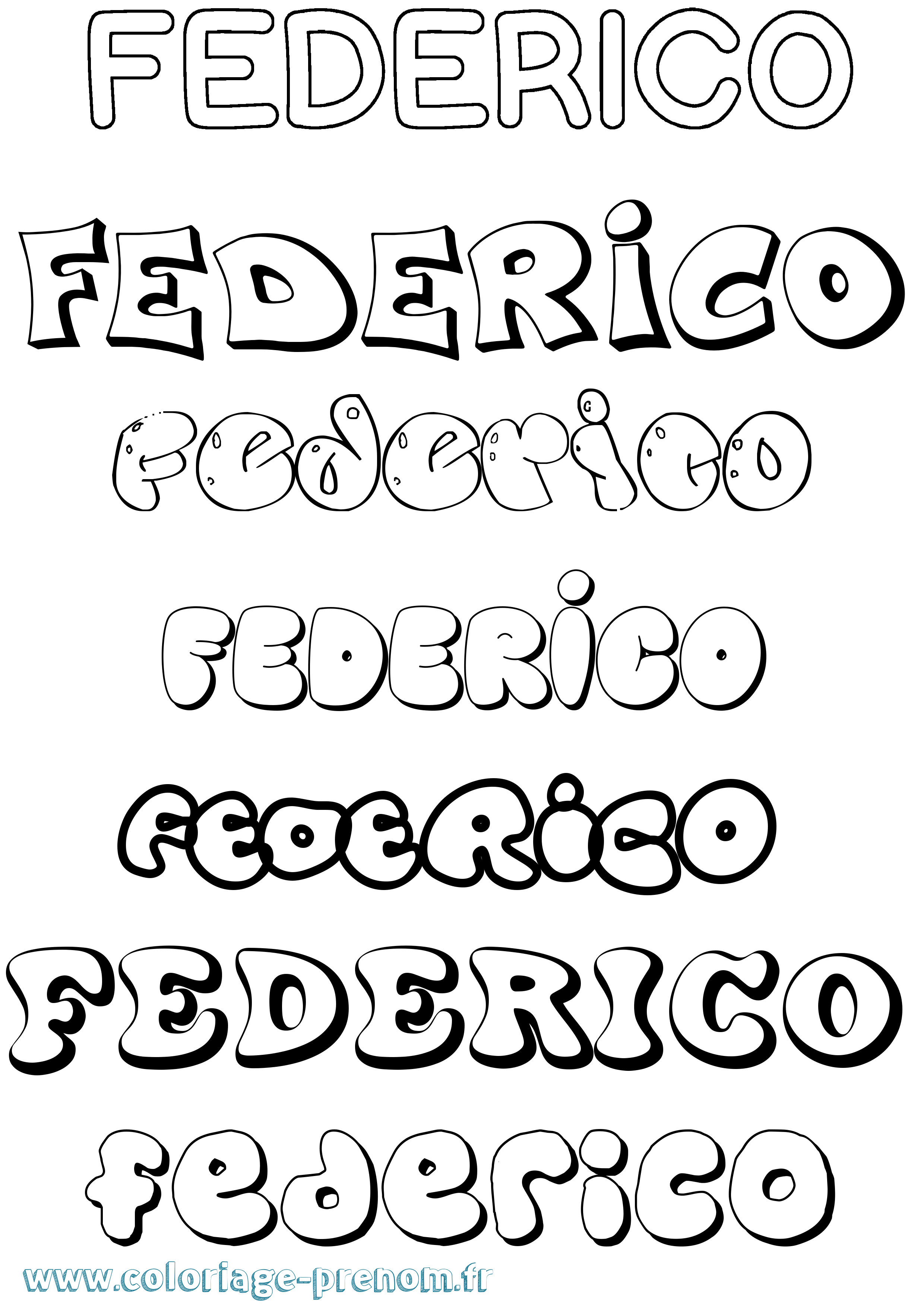Coloriage prénom Federico Bubble