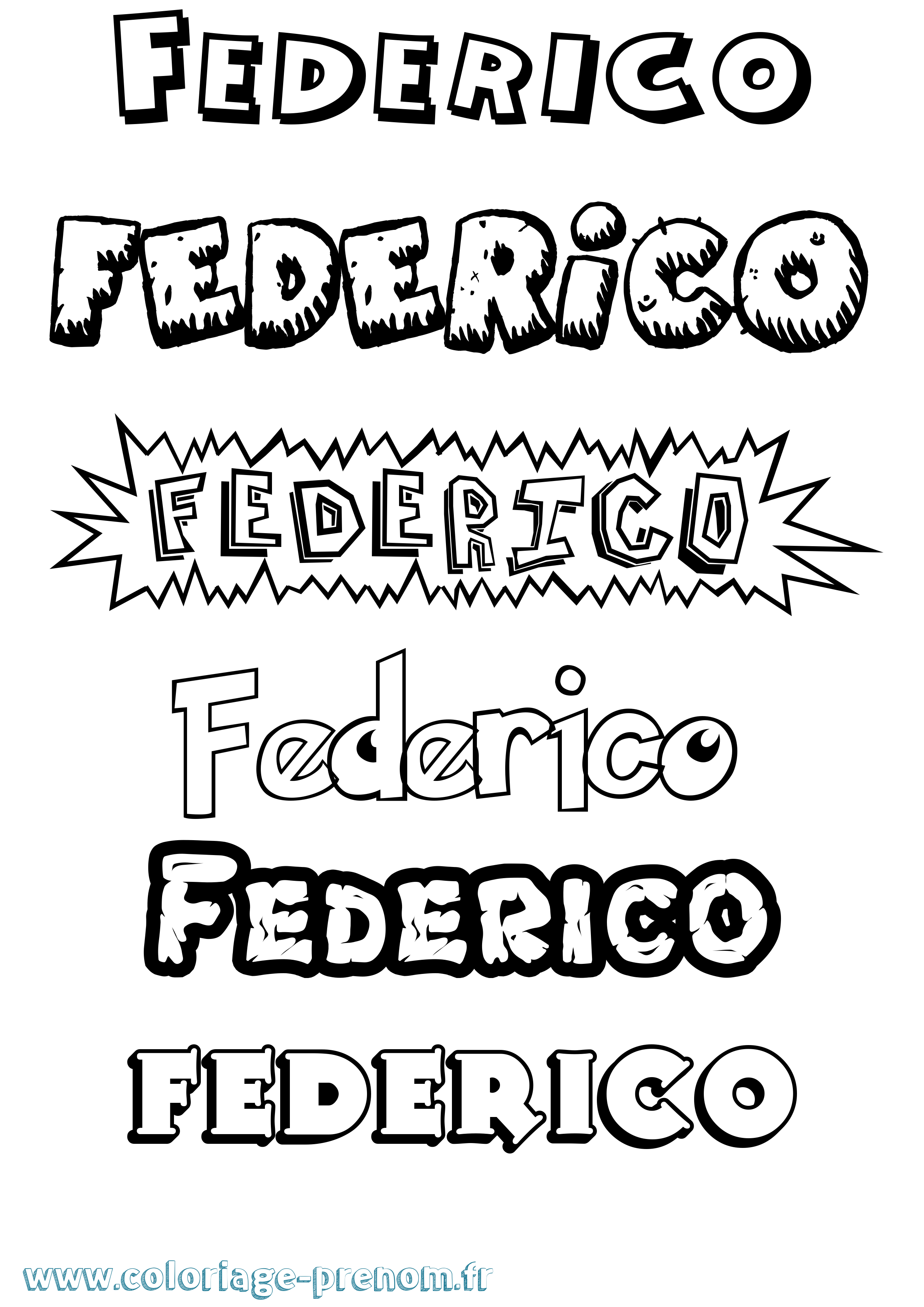 Coloriage prénom Federico Dessin Animé