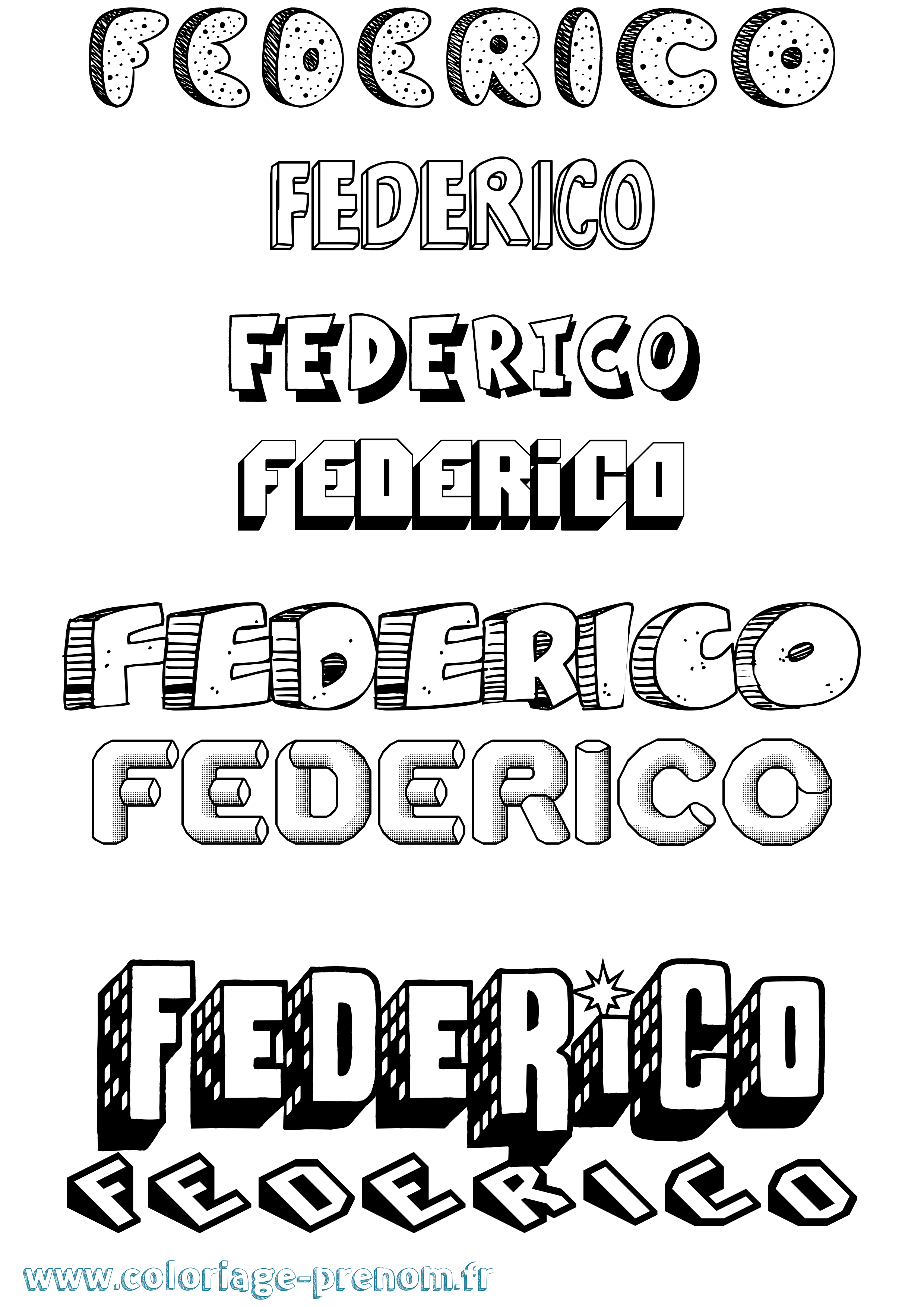 Coloriage prénom Federico Effet 3D