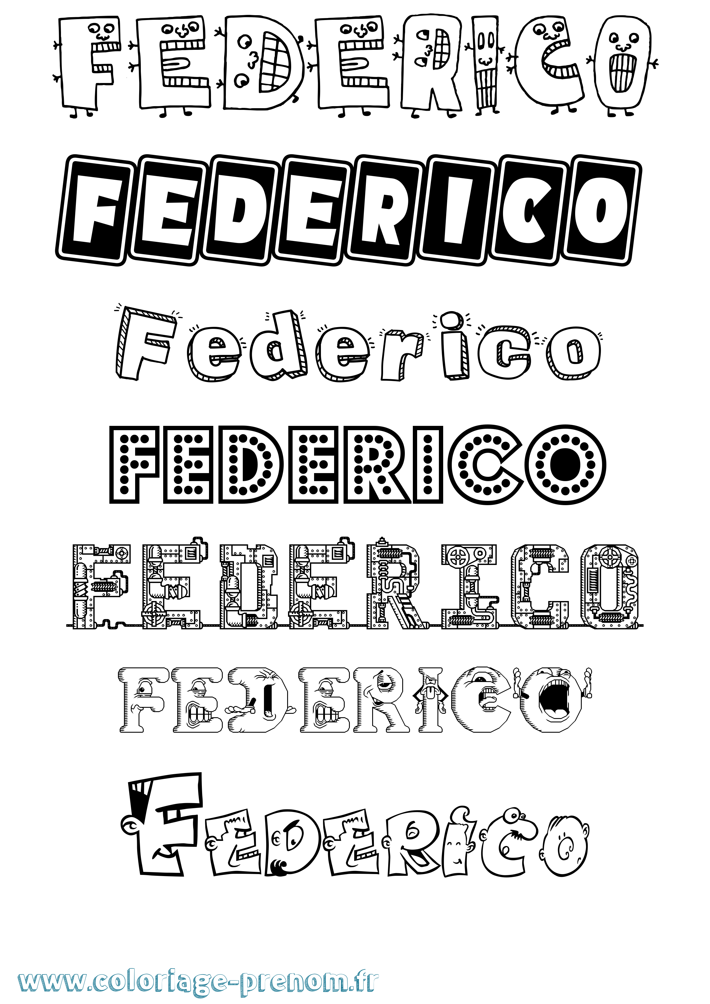 Coloriage prénom Federico Fun