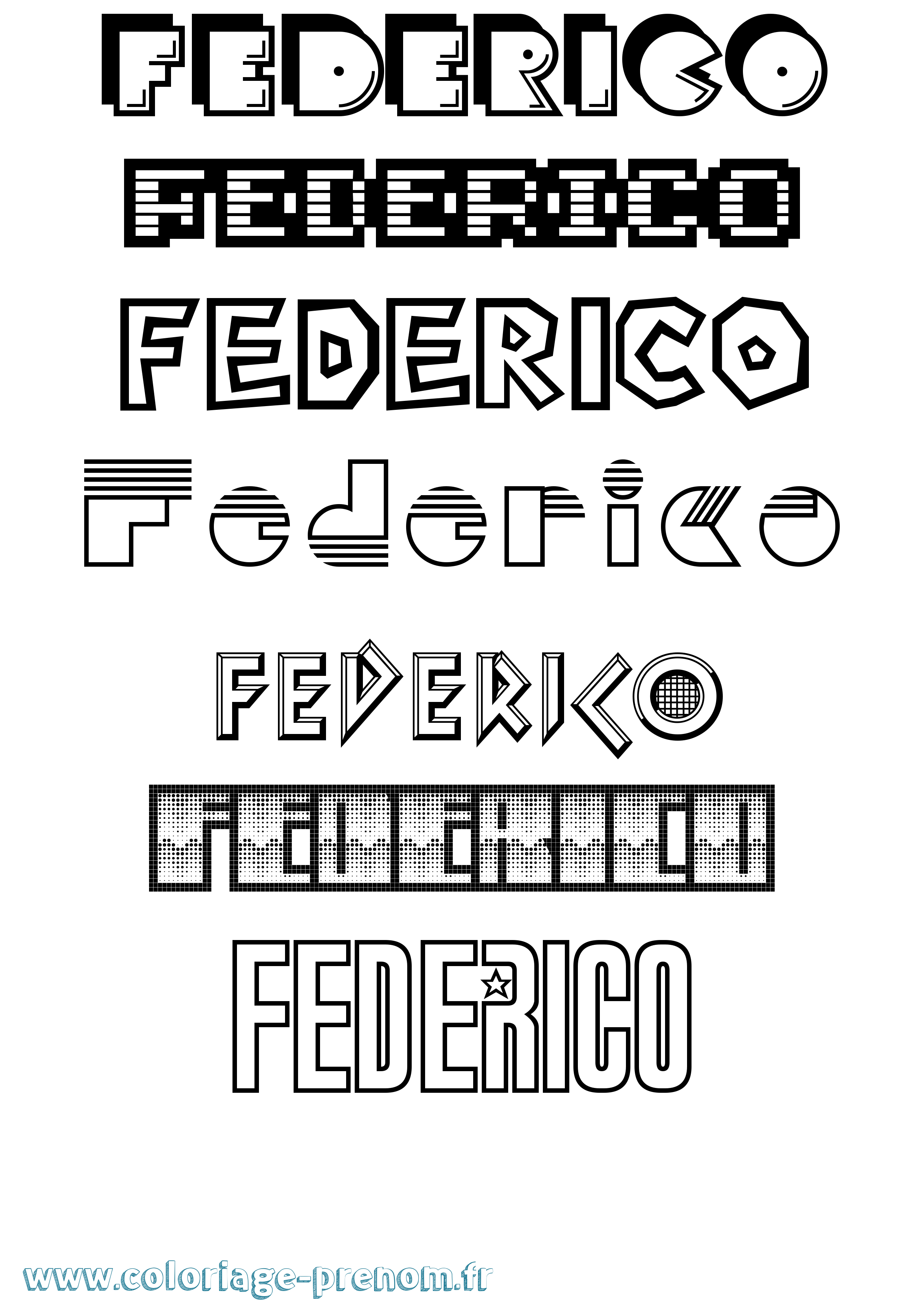 Coloriage prénom Federico Jeux Vidéos