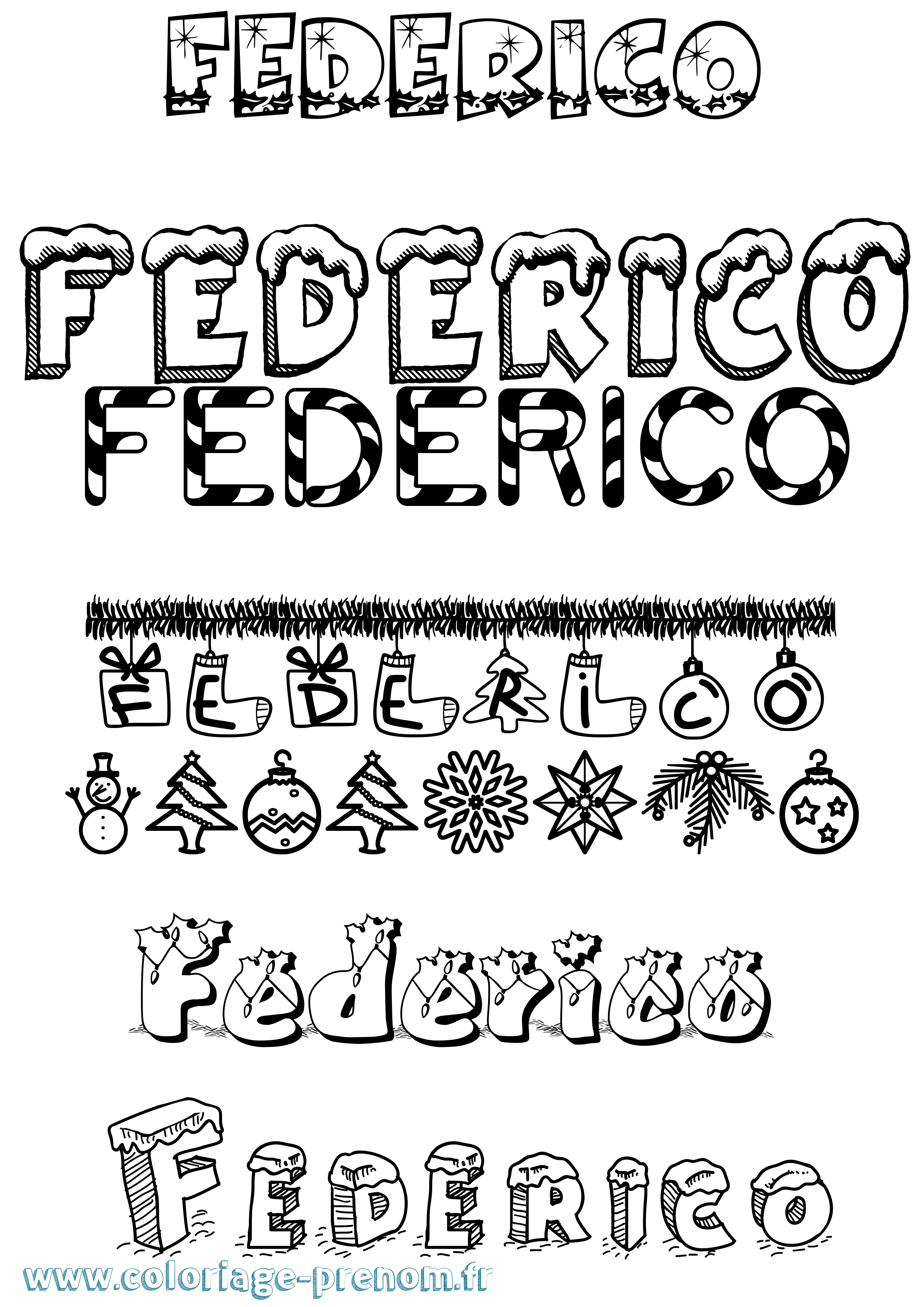 Coloriage prénom Federico Noël